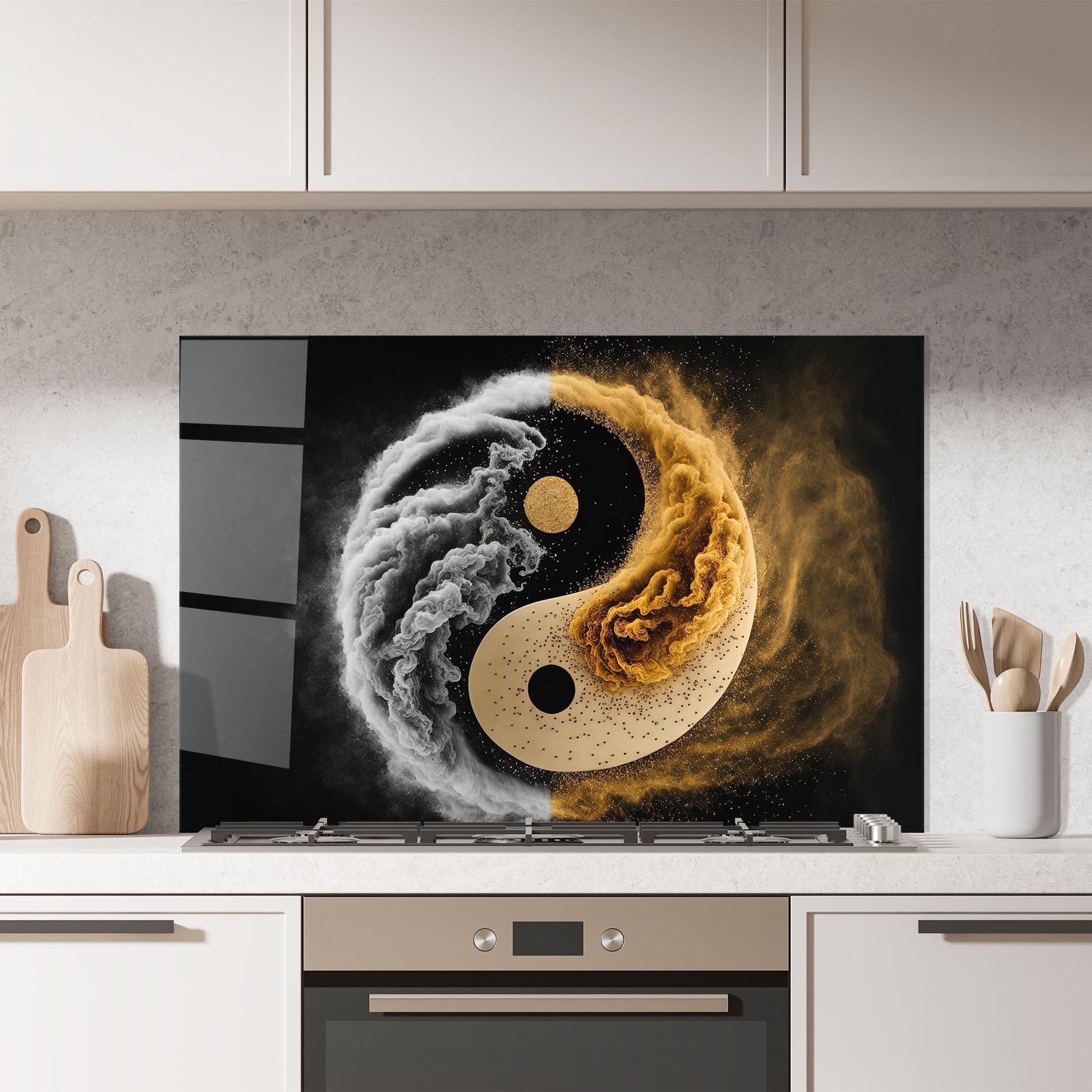 Panou Sticla Bucatarie Cream Smoke Yinyang mockup 7