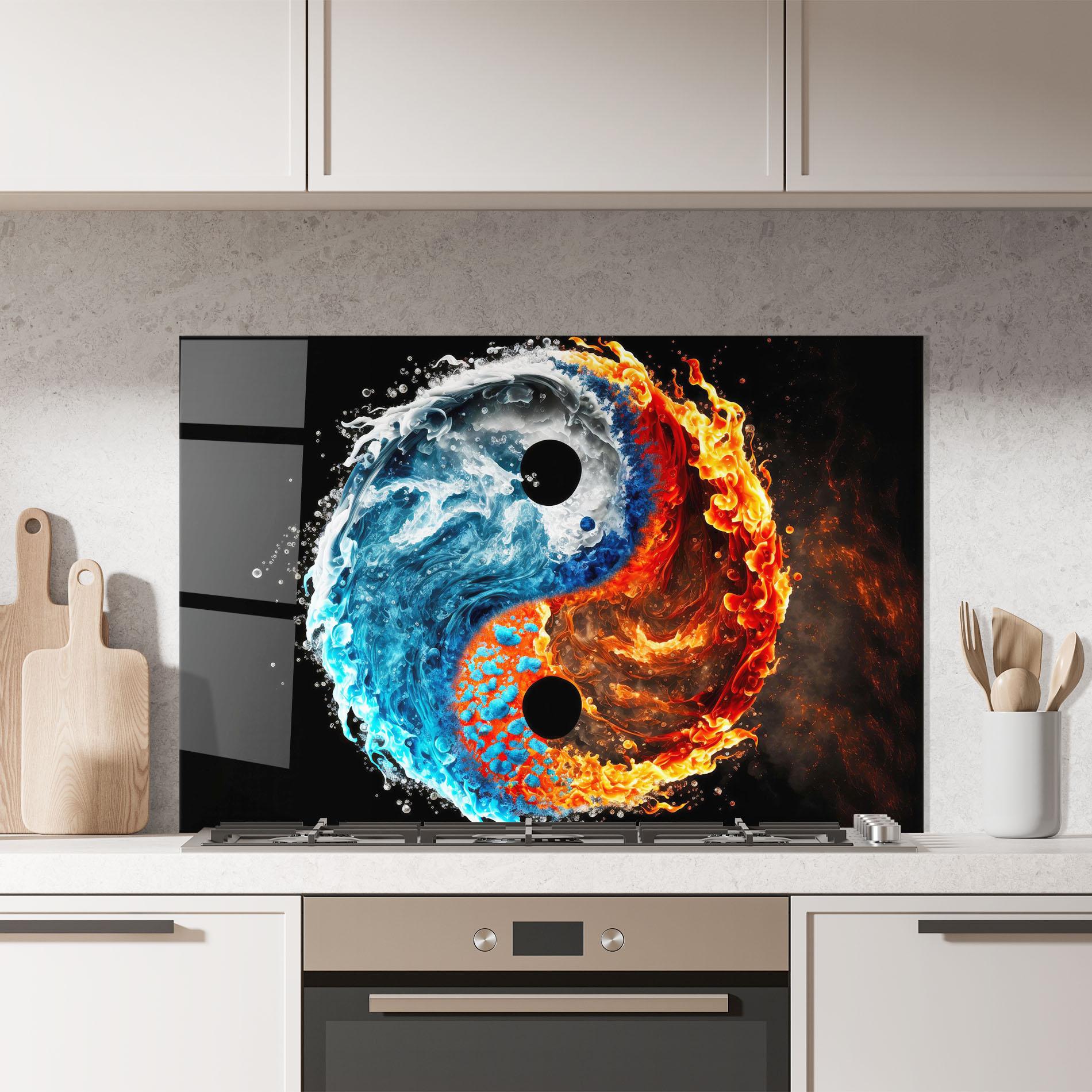 Panou Sticla Bucatarie Fire Water Yin Yang mockup 7
