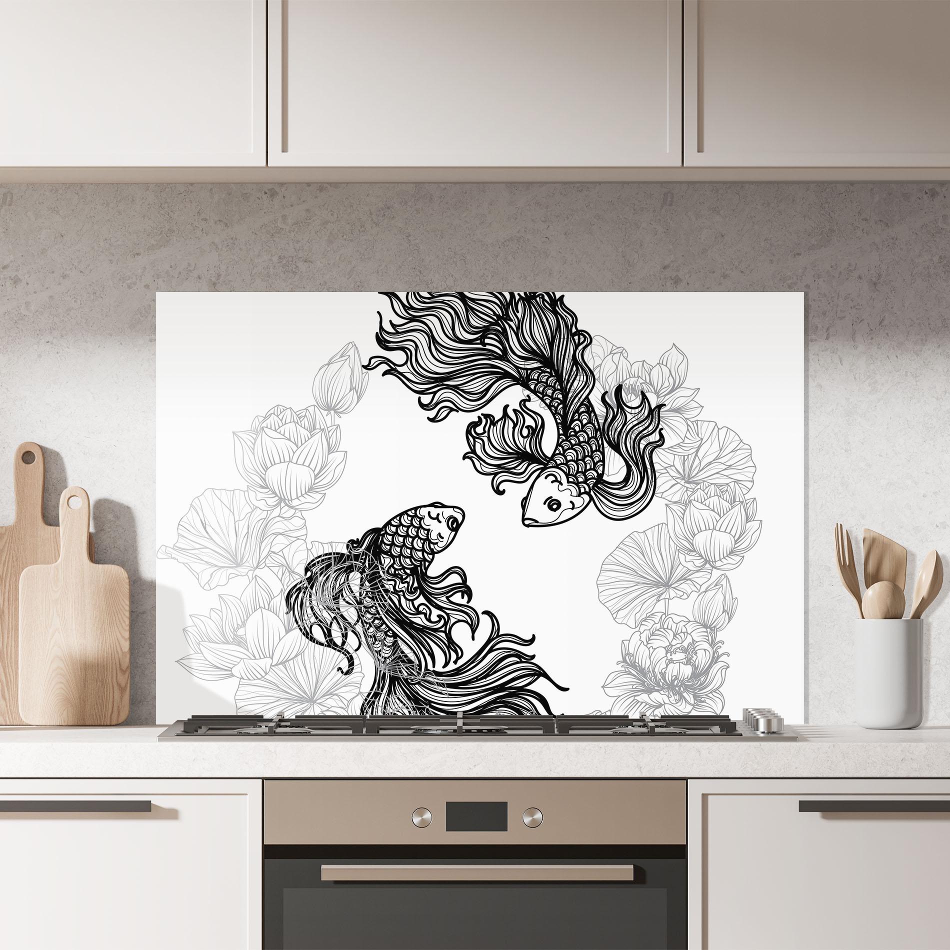 Panou Sticla Bucatarie Fish Yinyang mockup 7