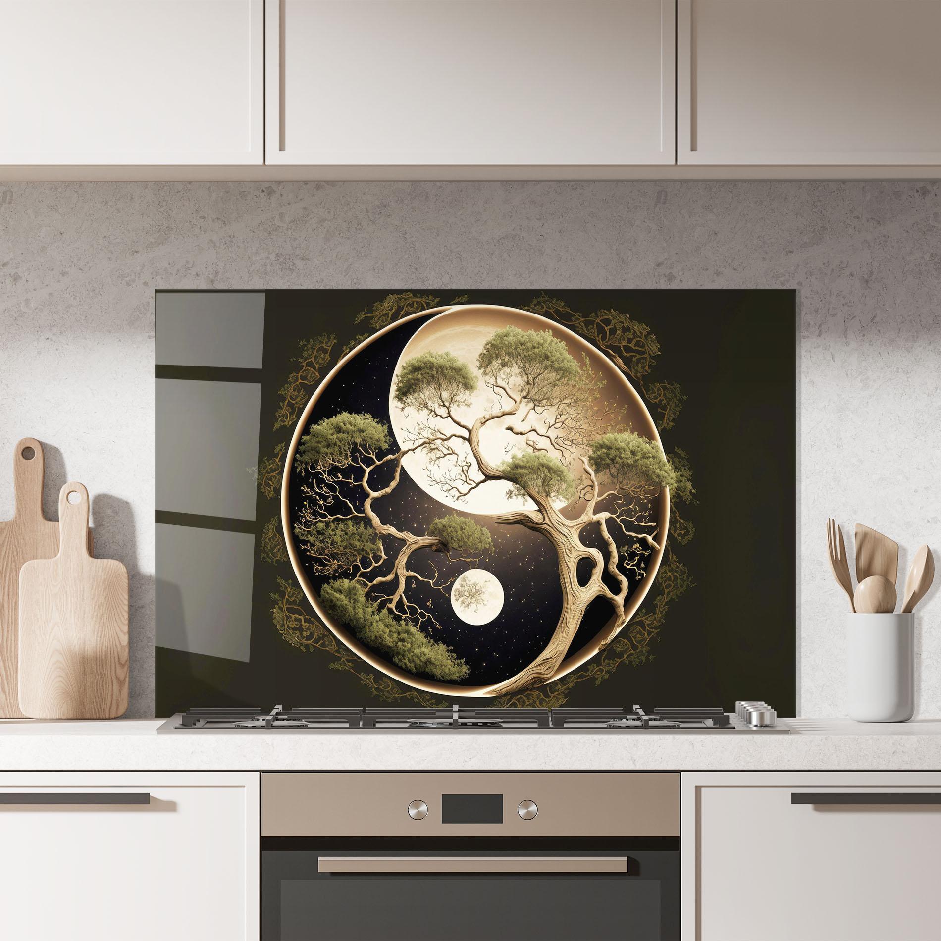 Panou Sticla Bucatarie Green Tree Yinyang mockup 7