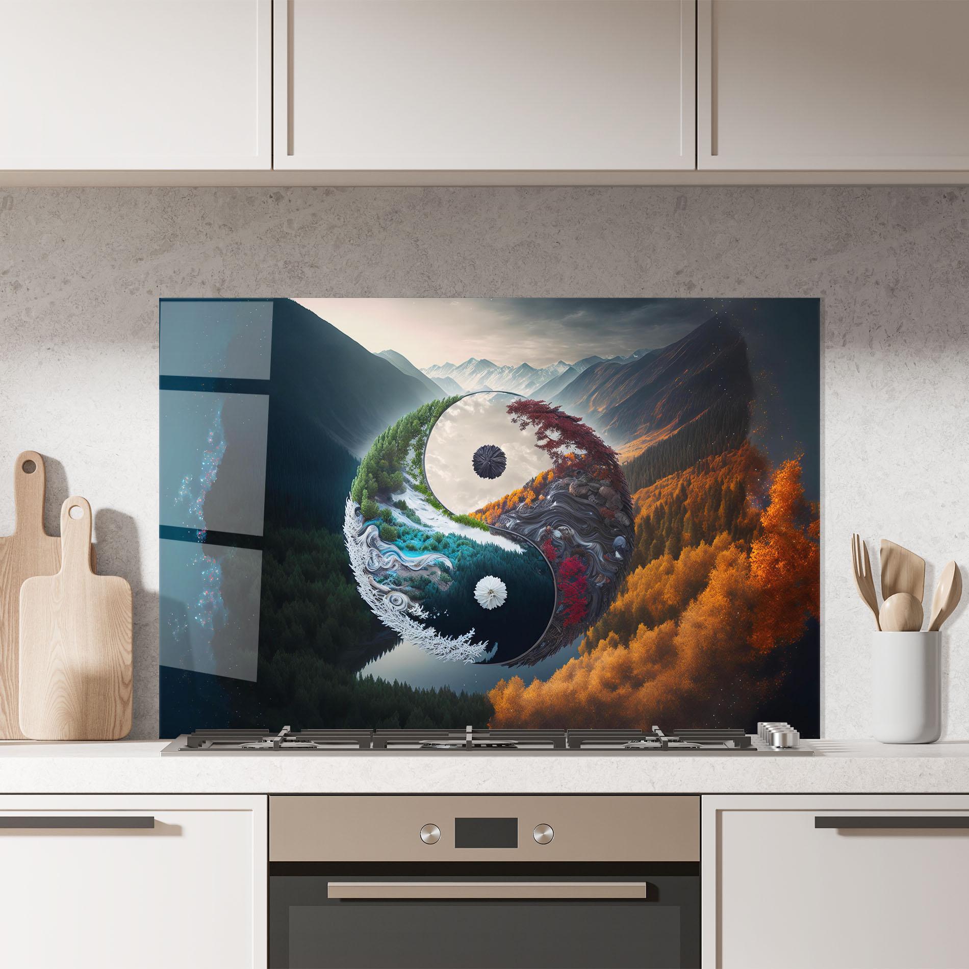 Panou Sticla Bucatarie Mountain Yinyang mockup 7
