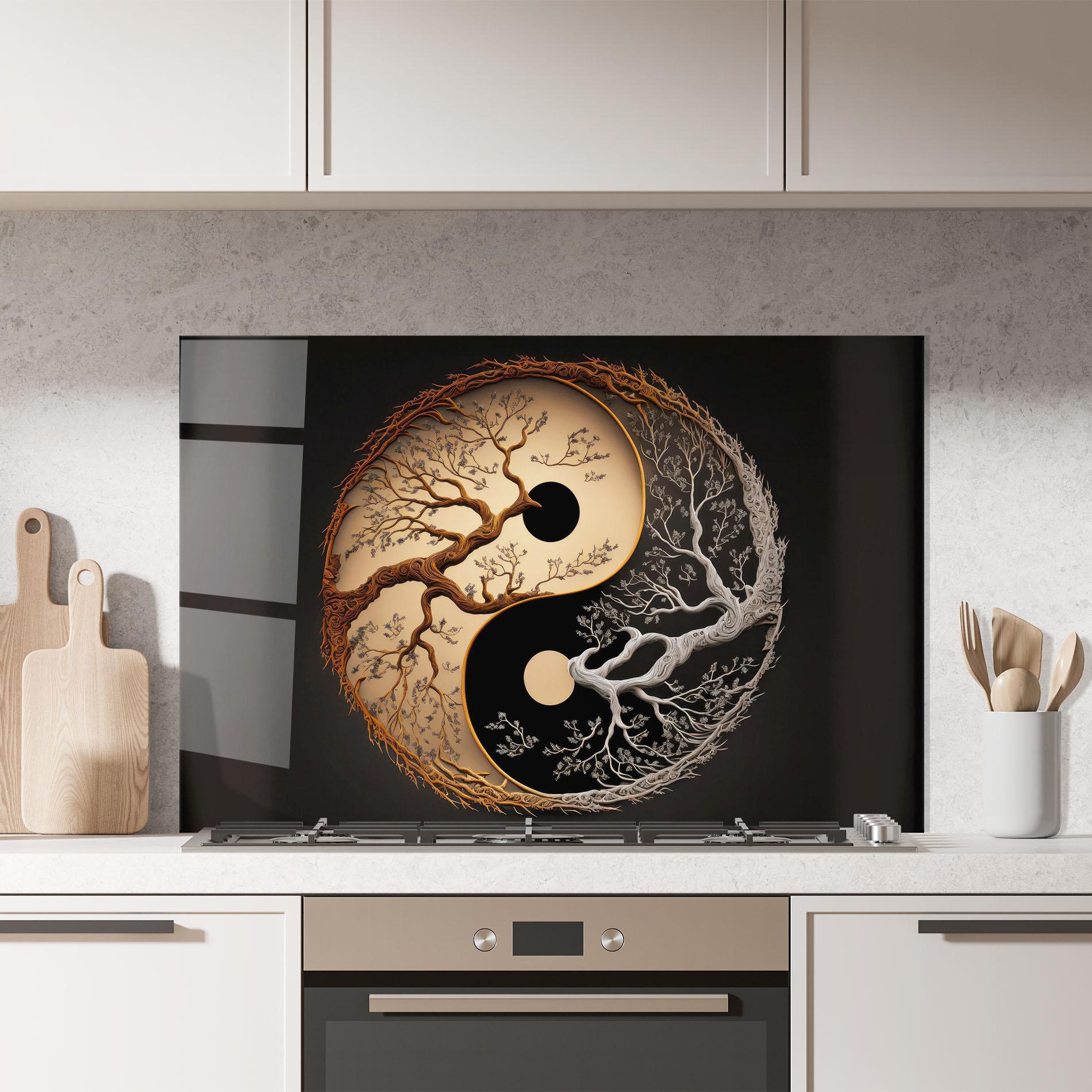 Panou Sticla Bucatarie Old Tree Yinyang mockup 7