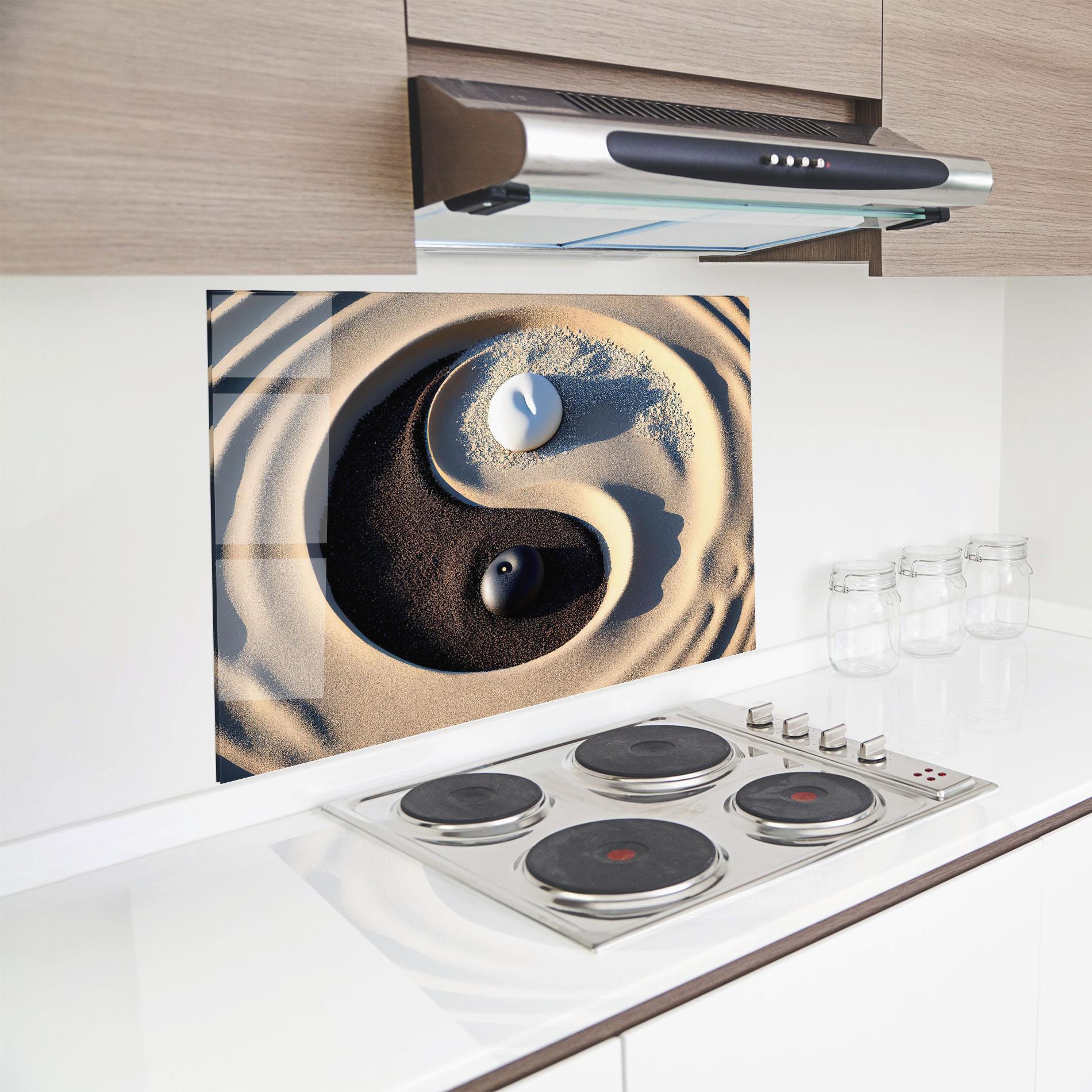 Panou Sticla Bucatarie Black Sand Yinyang mockup 8