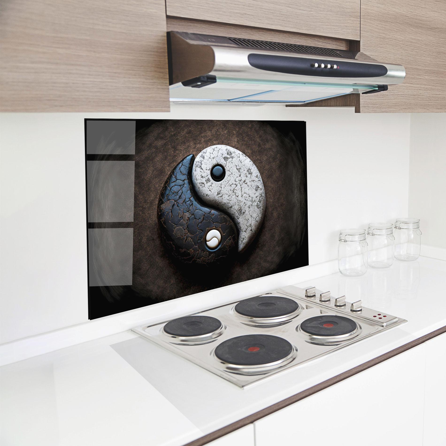Panou Sticla Bucatarie Black Stone Yinyang mockup 8