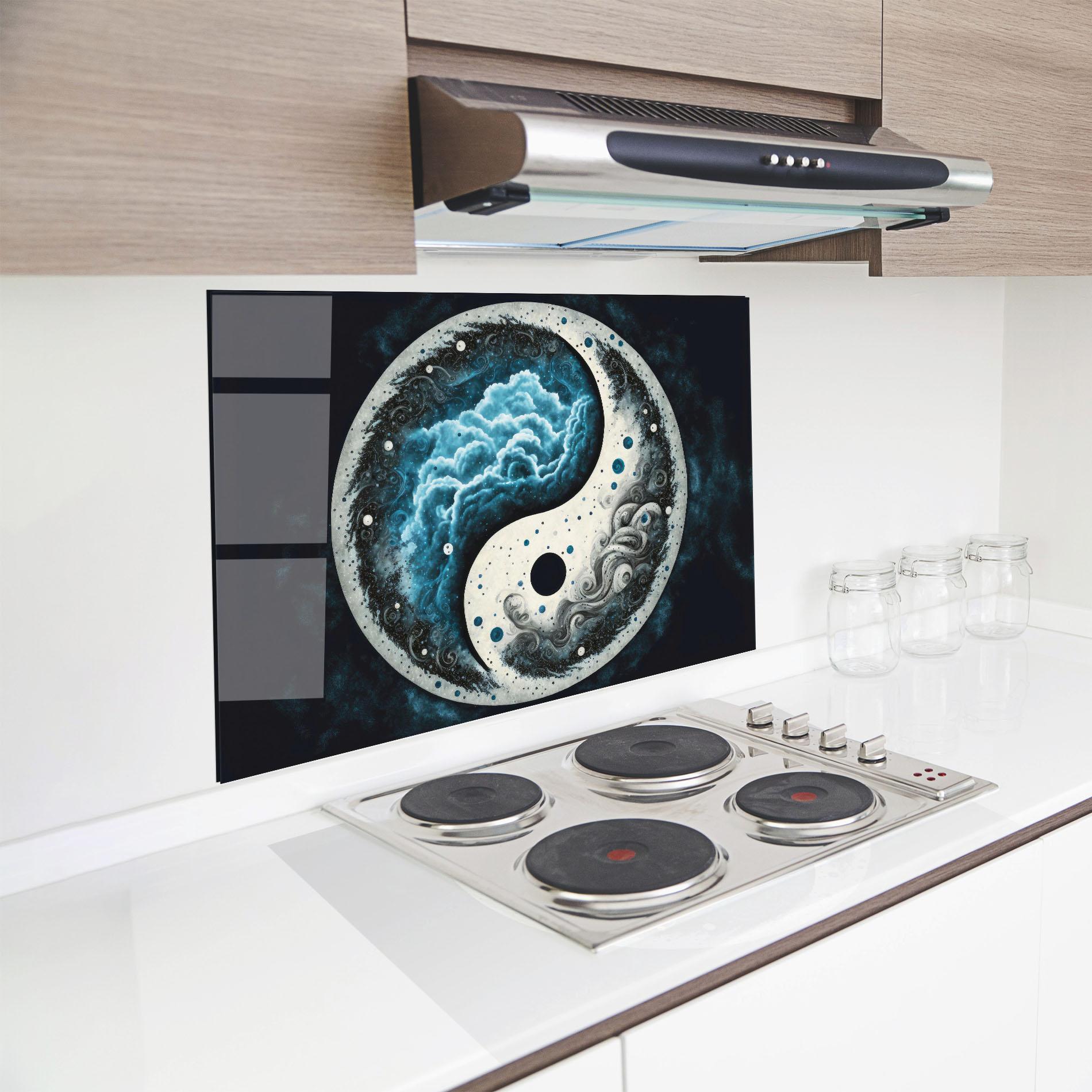 Panou Sticla Bucatarie Cloudy Yinyang mockup 8