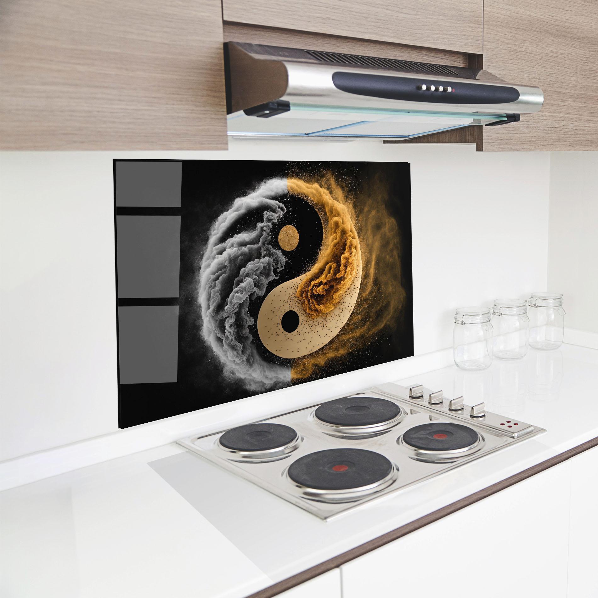 Panou Sticla Bucatarie Cream Smoke Yinyang mockup 8
