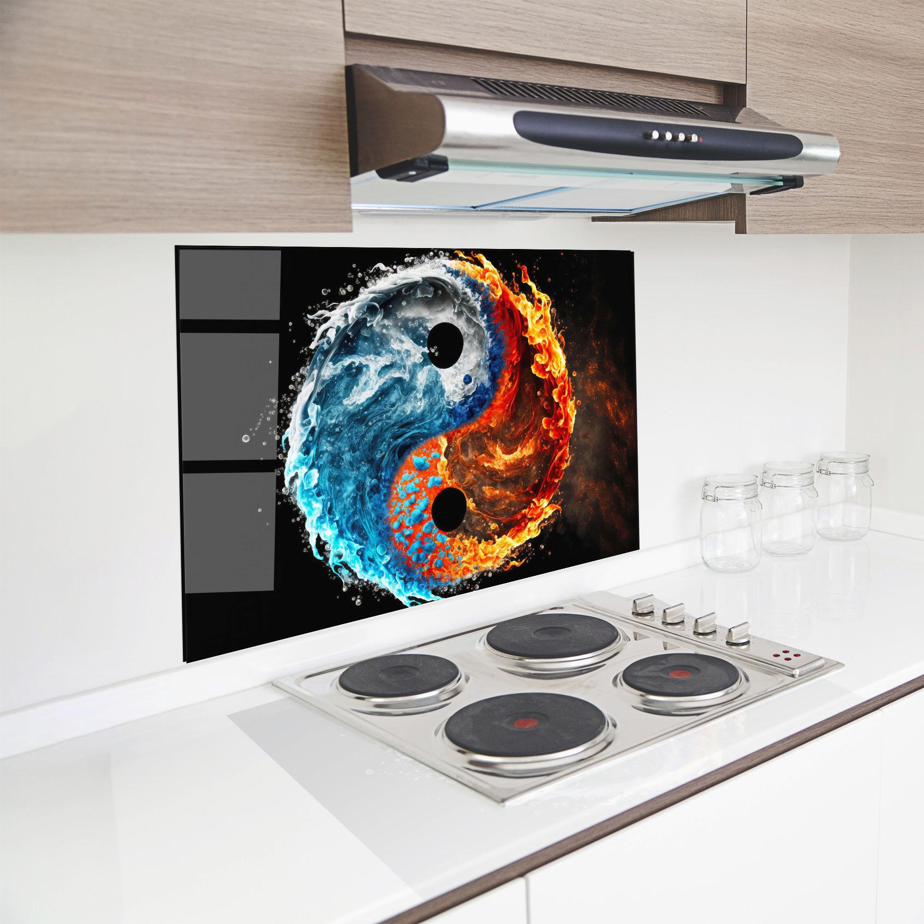 Panou Sticla Bucatarie Fire Water Yin Yang mockup 8