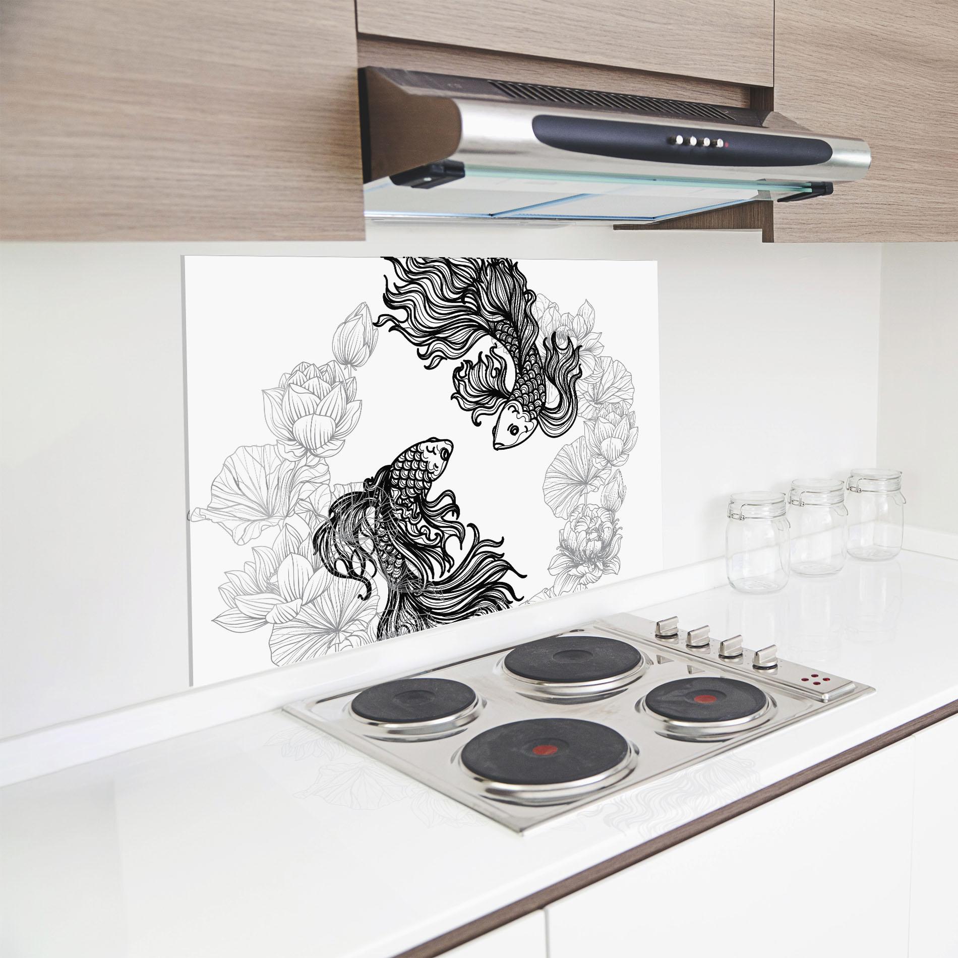 Panou Sticla Bucatarie Fish Yinyang mockup 8