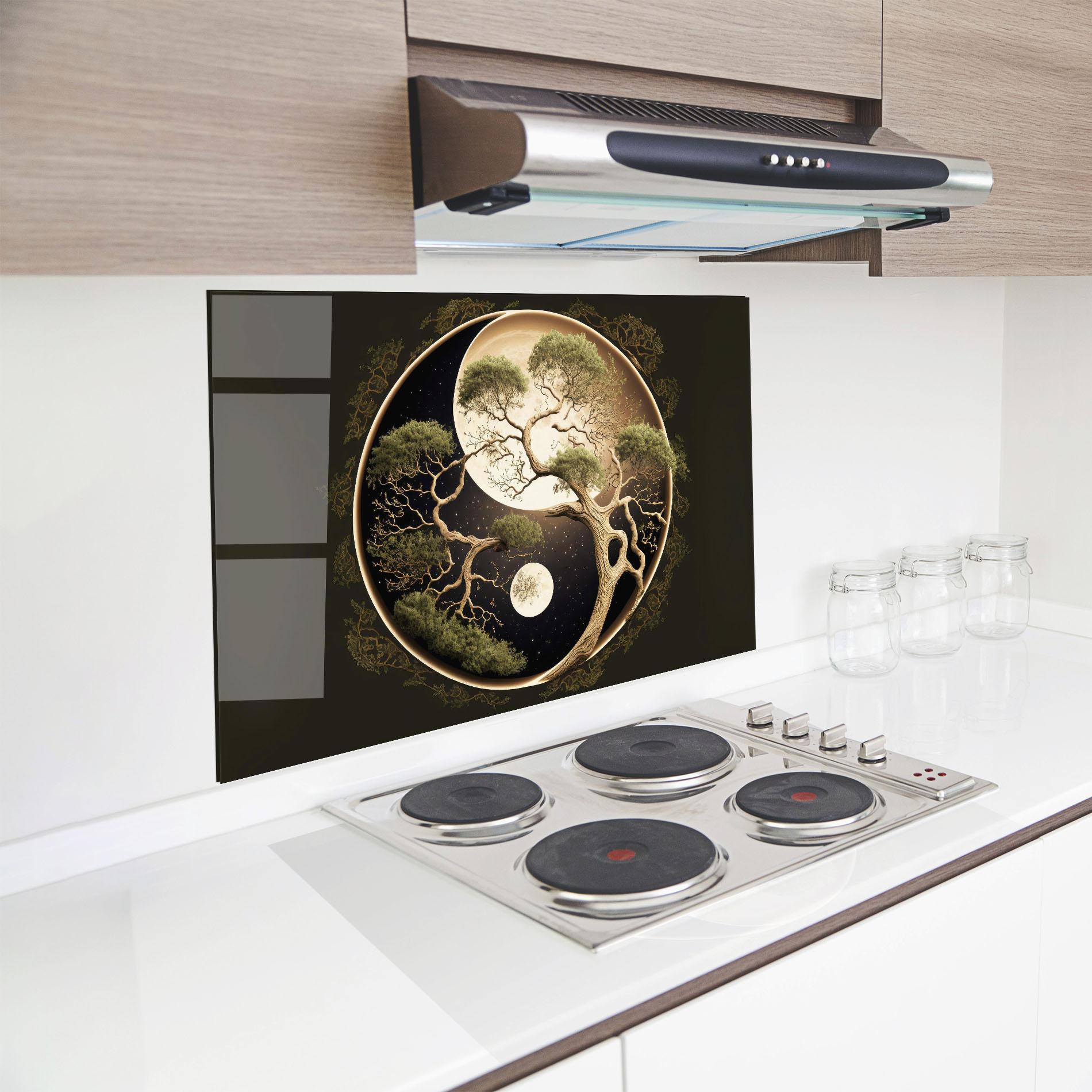 Panou Sticla Bucatarie Green Tree Yinyang mockup 8