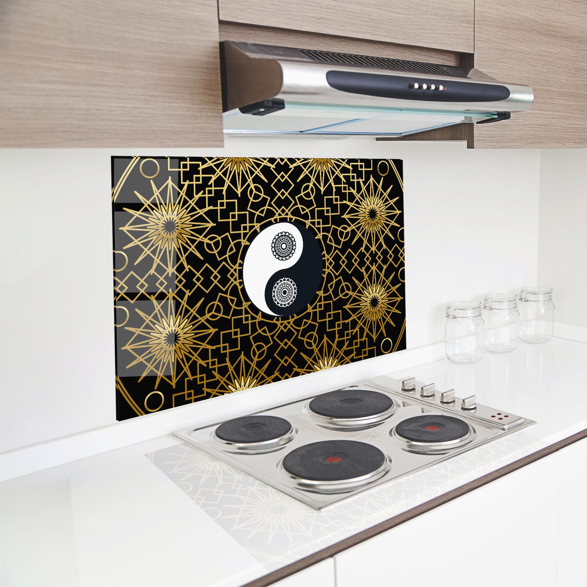 Panou Sticla Bucatarie Meditation Yin Yang mockup 8