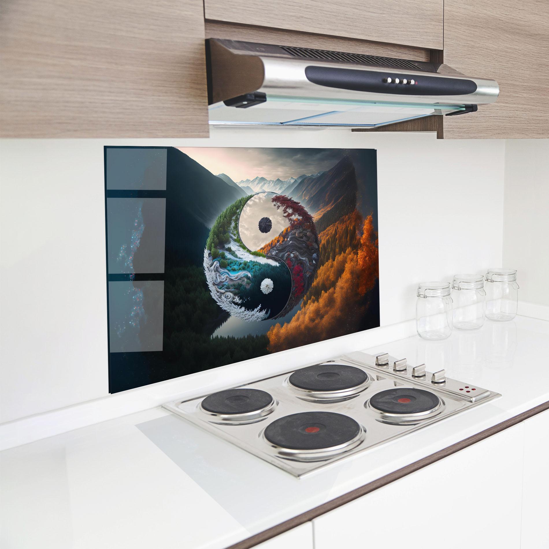 Panou Sticla Bucatarie Mountain Yinyang mockup 8