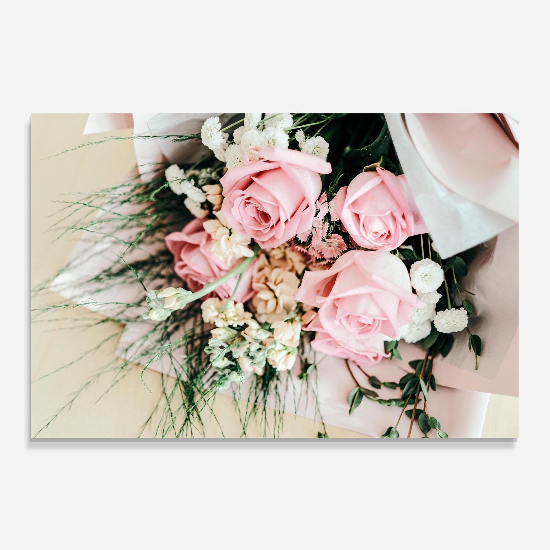 Panou Sticla Bucatarie Baby Pink Bouquet mockup 0