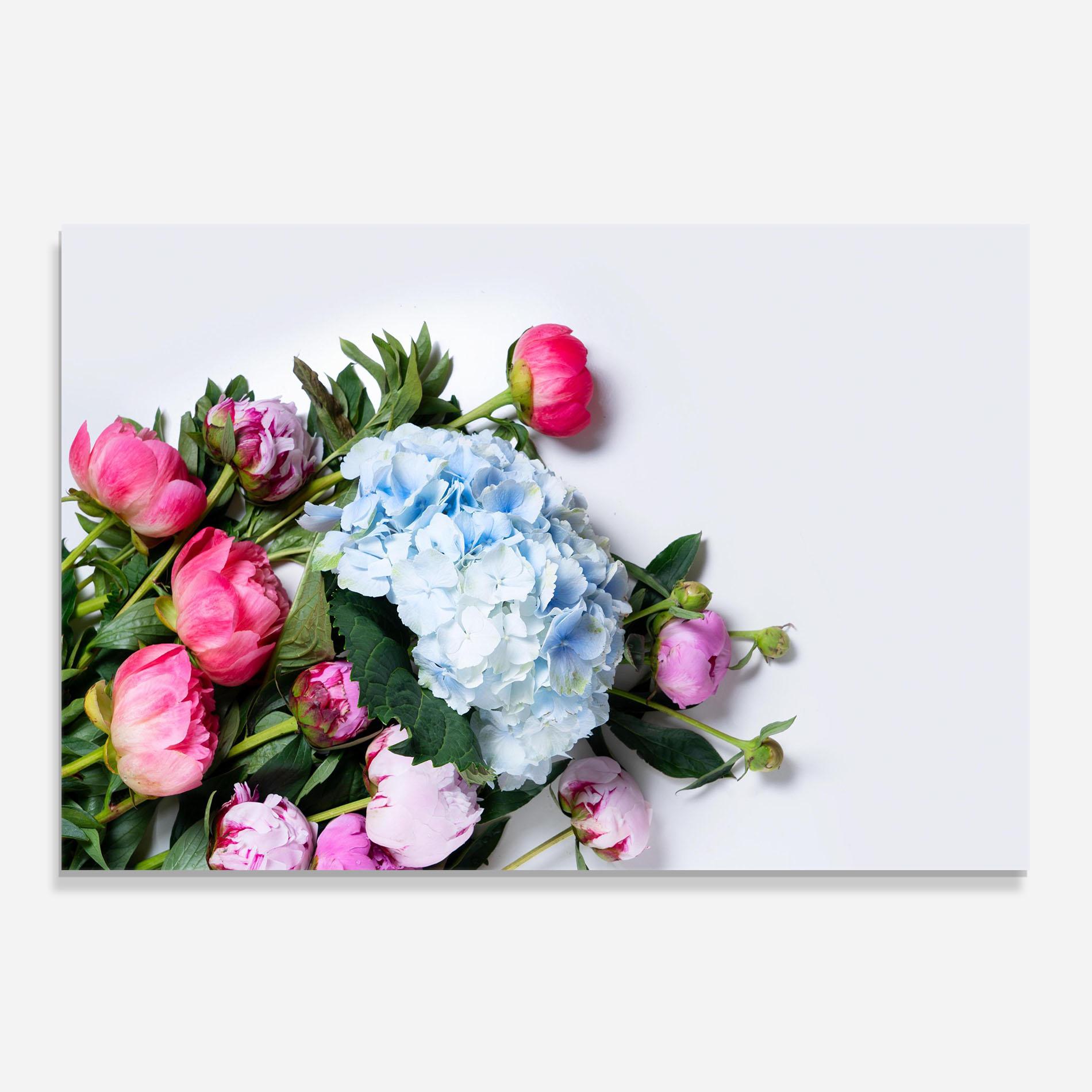 Panou Sticla Bucatarie Blue Pink Bouquet mockup 0