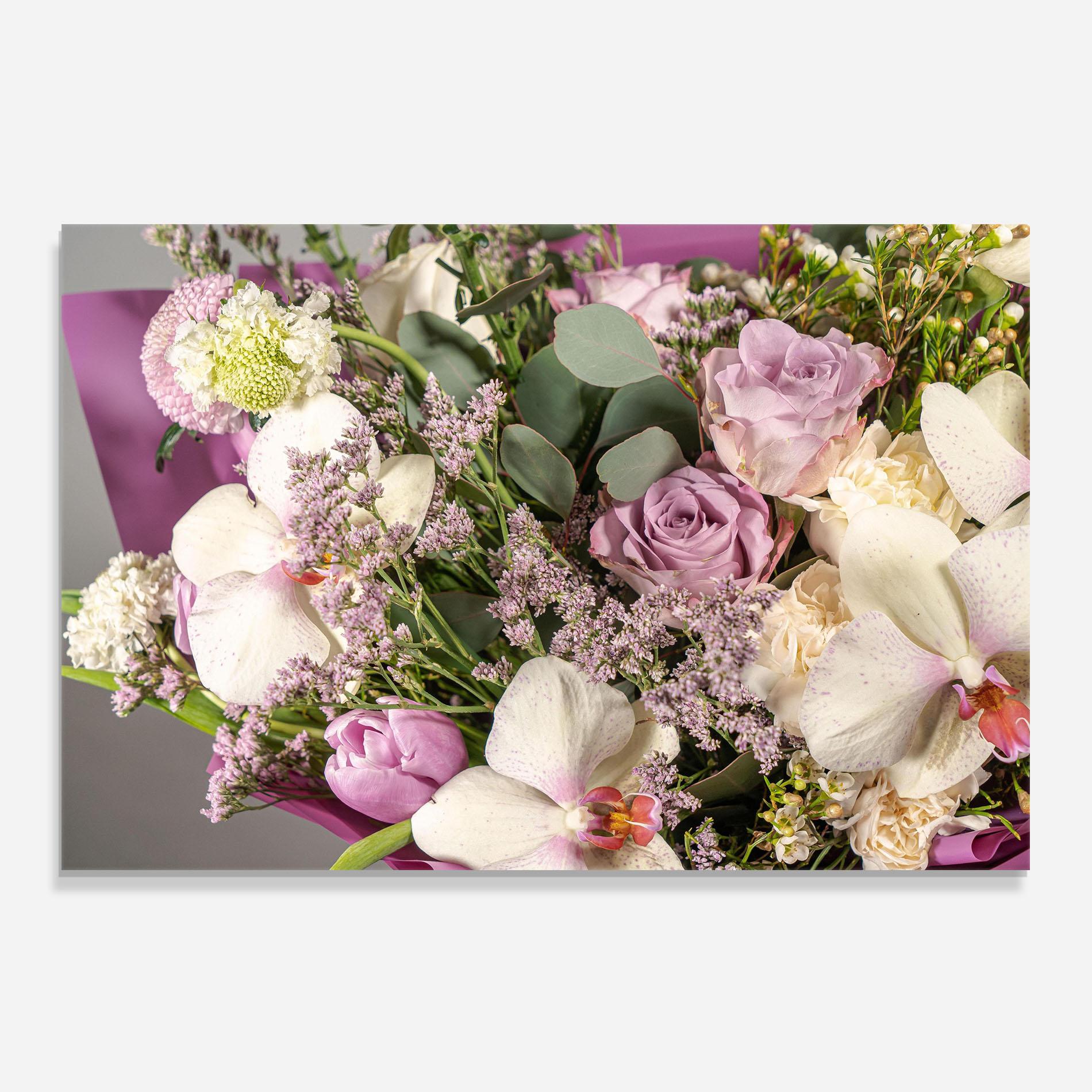 Panou Sticla Bucatarie Cute Purple Bouquet mockup 0