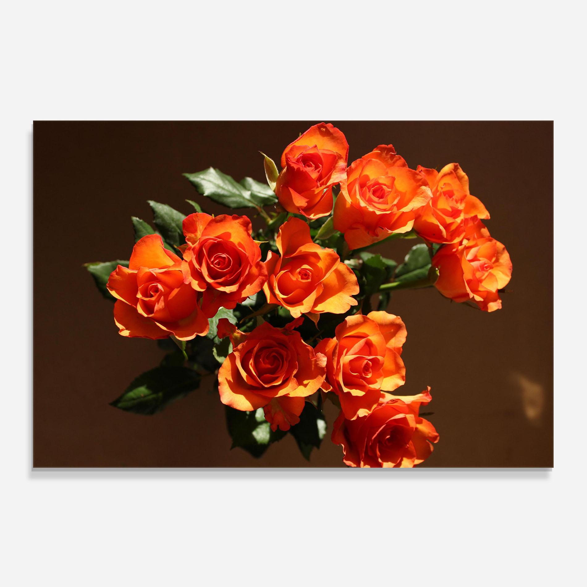 Panou Sticla Bucatarie Orange Roses Bouquet mockup 0