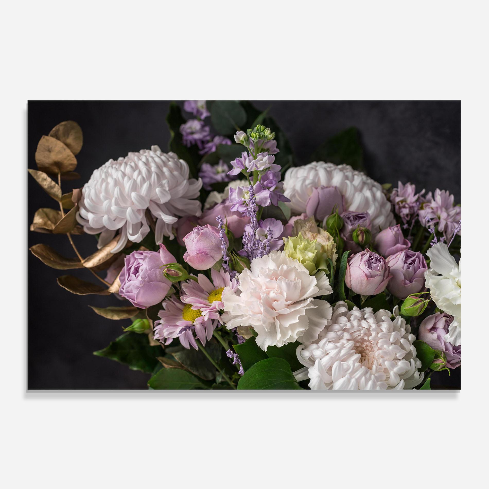 Panou Sticla Bucatarie Pastel Purple Bouquet mockup 0