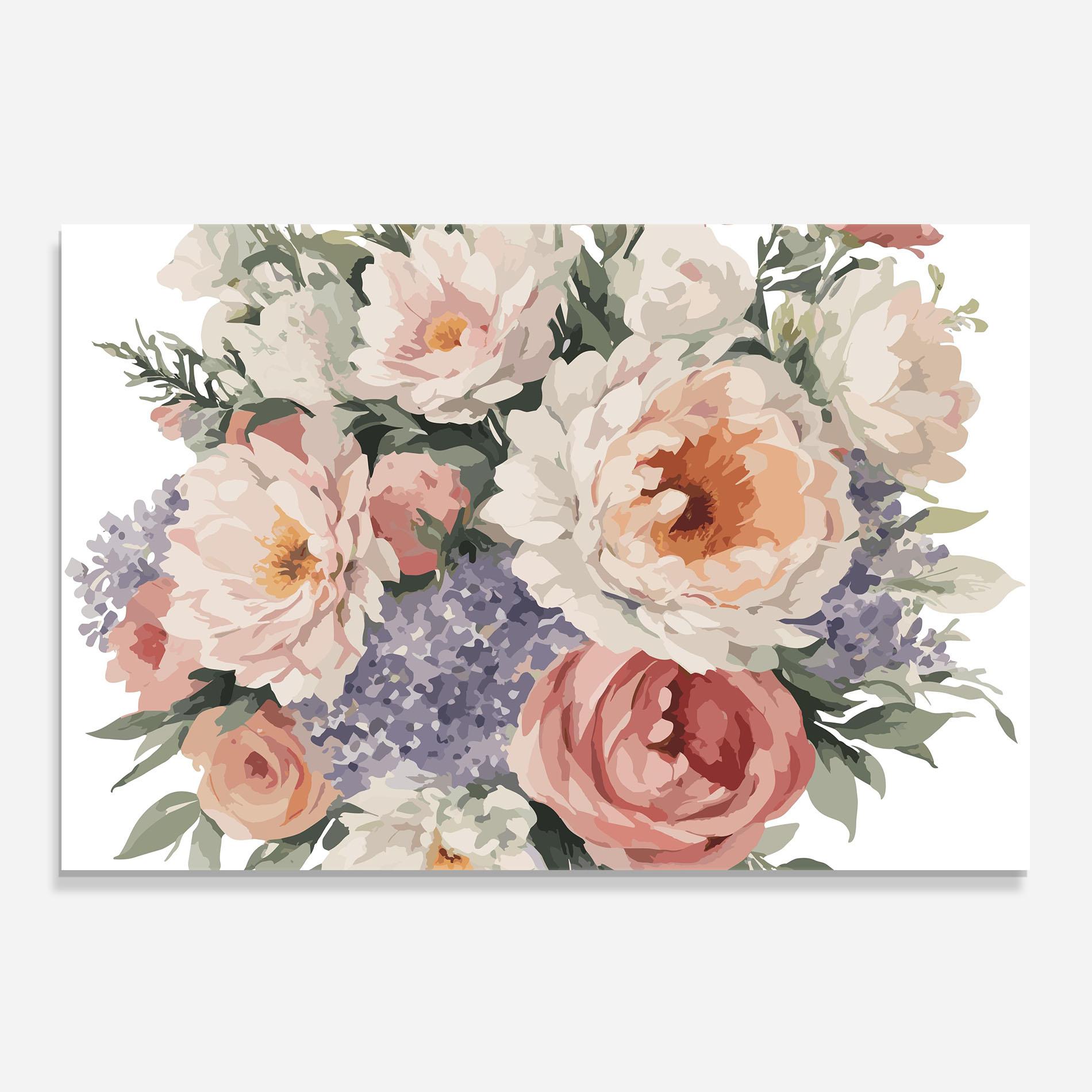 Panou Sticla Bucatarie Pretty Watercolor Bouquet mockup 0