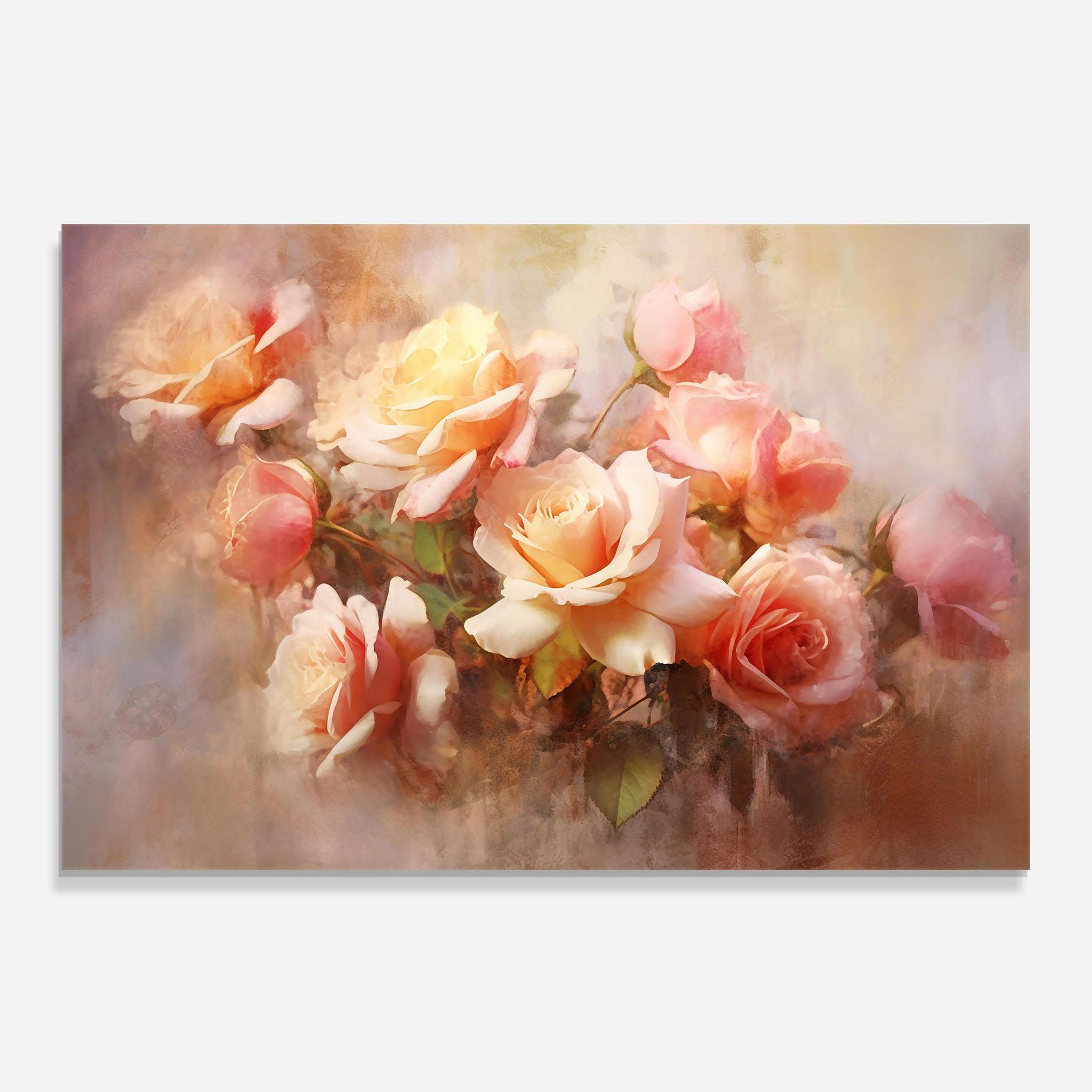 Panou Sticla Bucatarie Roses Bouquet Painting mockup 0
