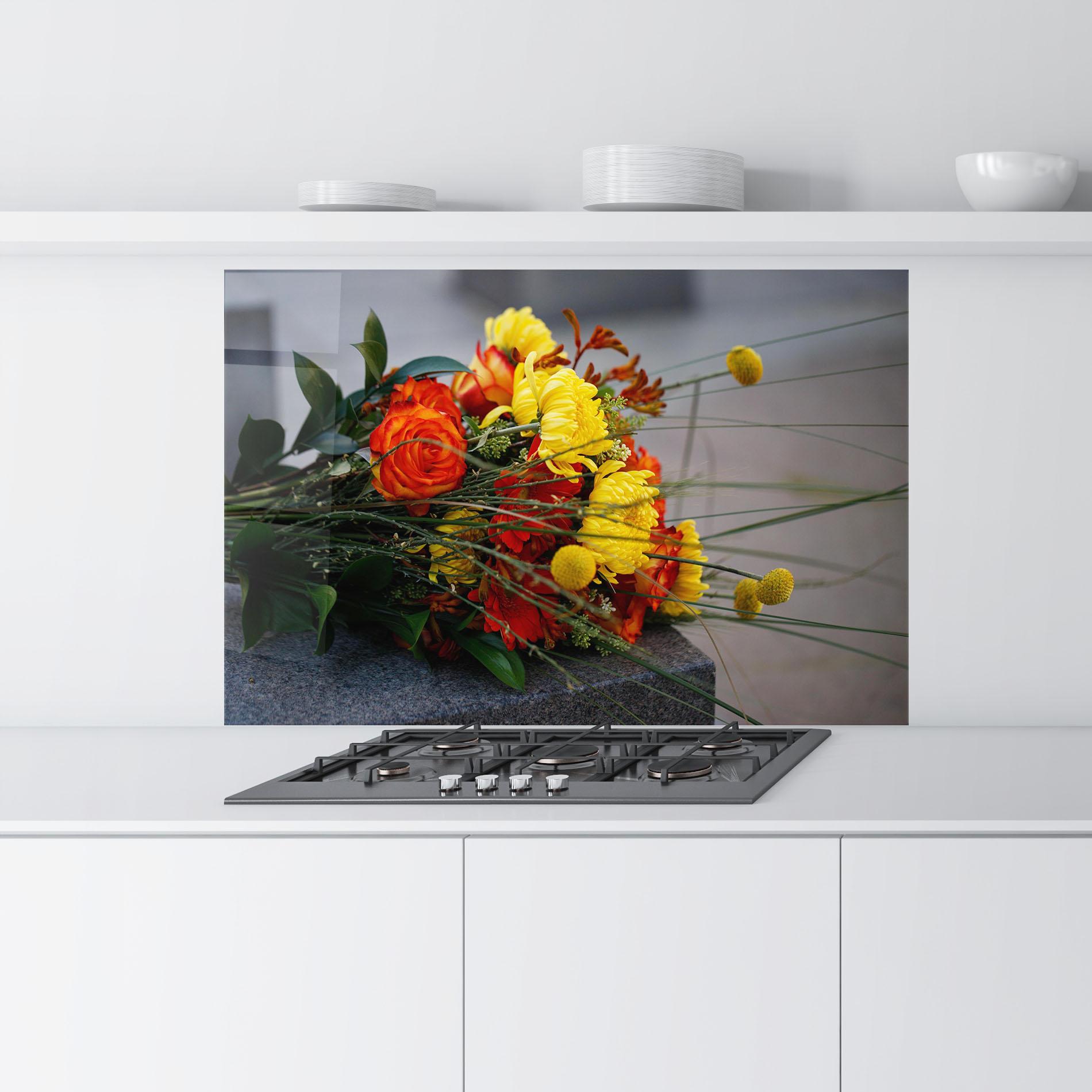 Panou Sticla Bucatarie Strong Yellow Bouquet mockup 9