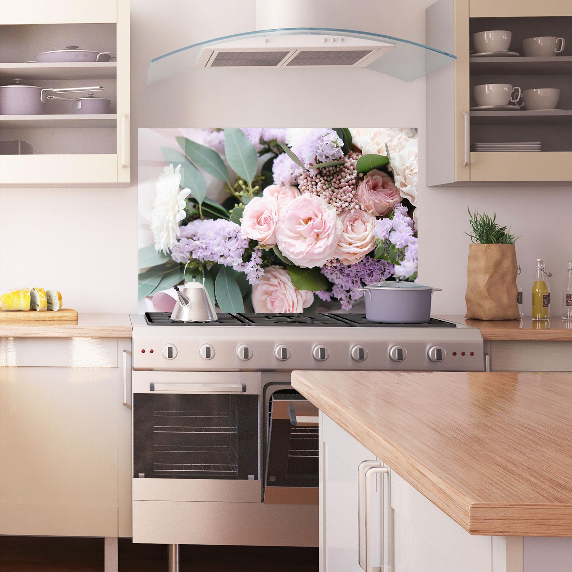 Panou Sticla Bucatarie Beautiful Pink Roses mockup 1