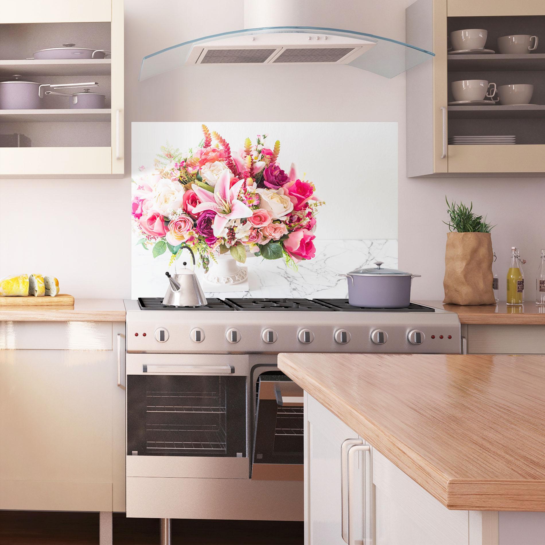 Panou Sticla Bucatarie Bouquet Flowers Vase mockup 1