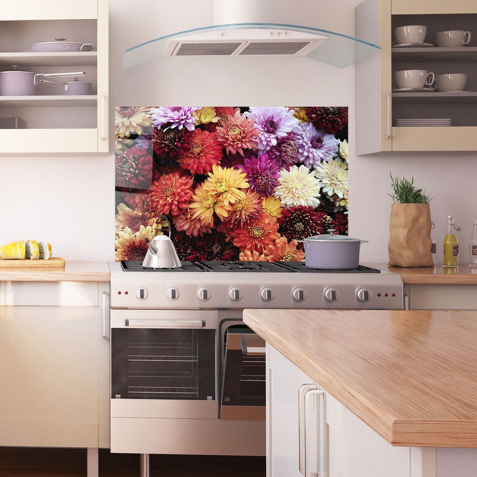 Panou Sticla Bucatarie Flower Wall mockup 1