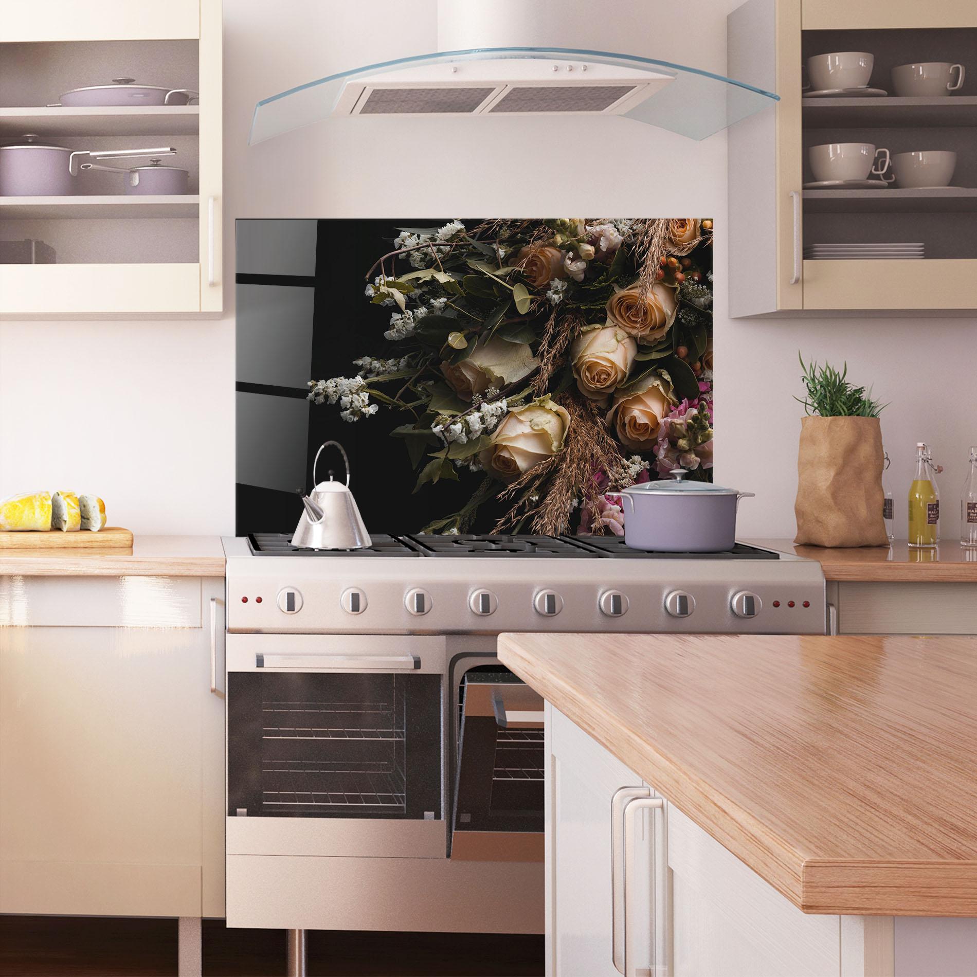 Panou Sticla Bucatarie Luxurious Cream Bouquet mockup 1