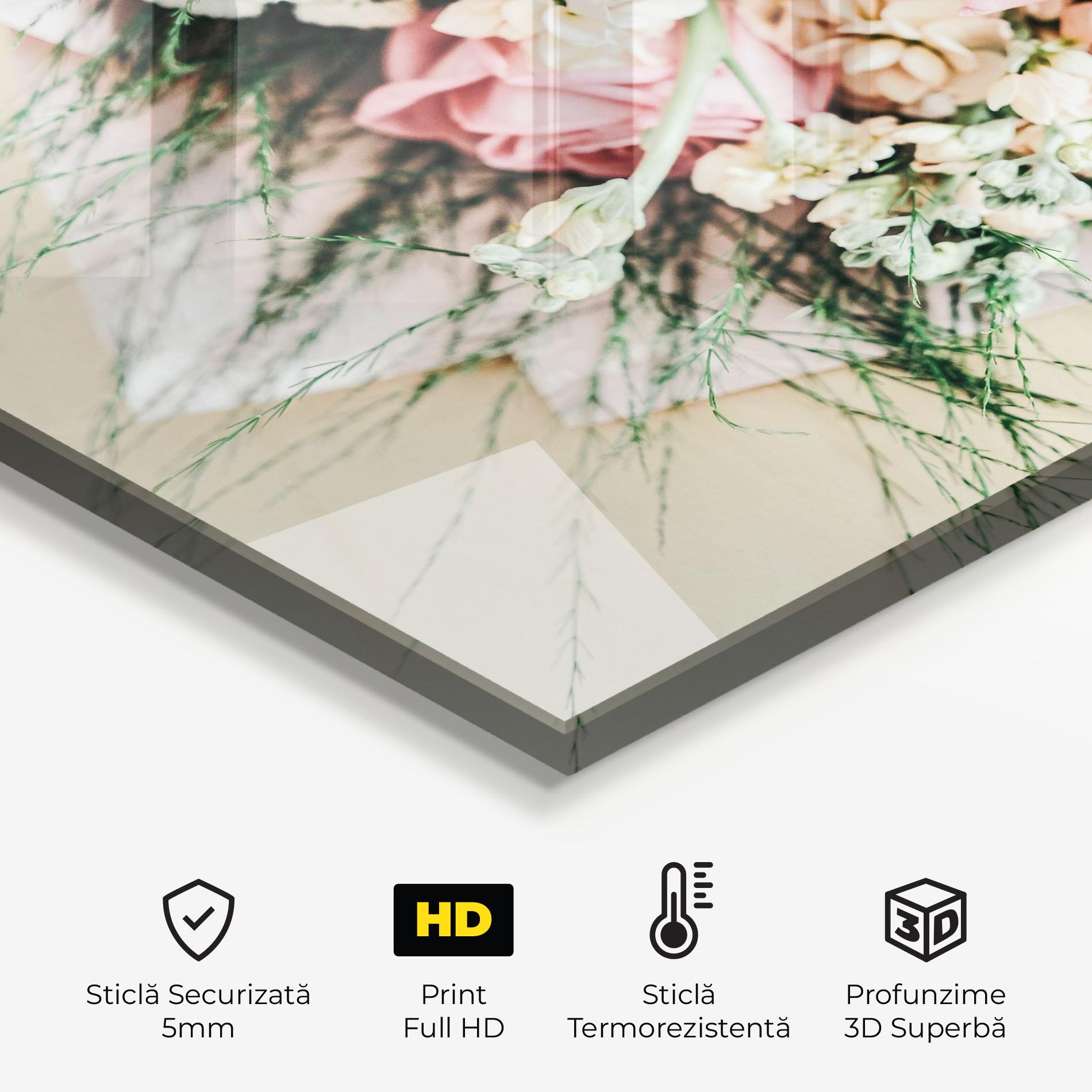 Panou Sticla Bucatarie Baby Pink Bouquet mockup 2