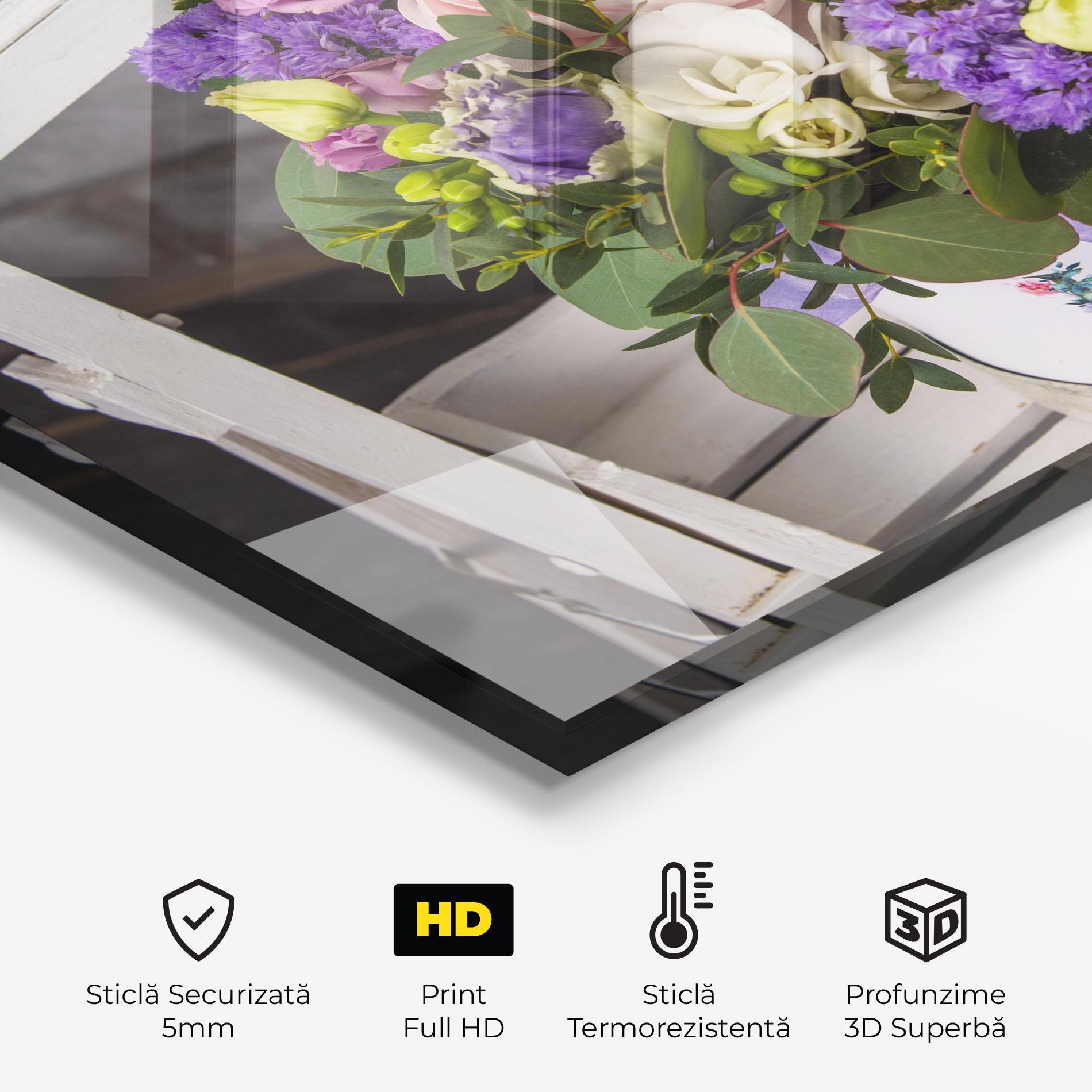 Panou Sticla Bucatarie Big Pink Rose Bouquet mockup 2