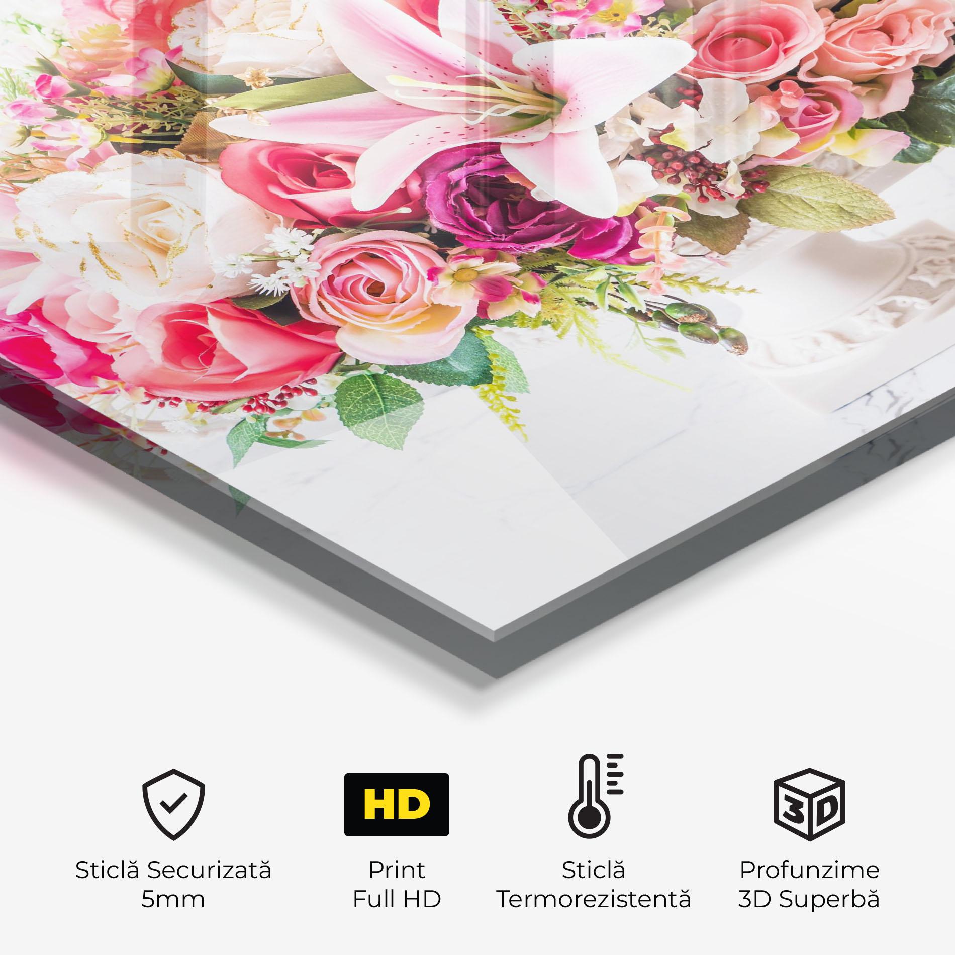 Panou Sticla Bucatarie Bouquet Flowers Vase mockup 2