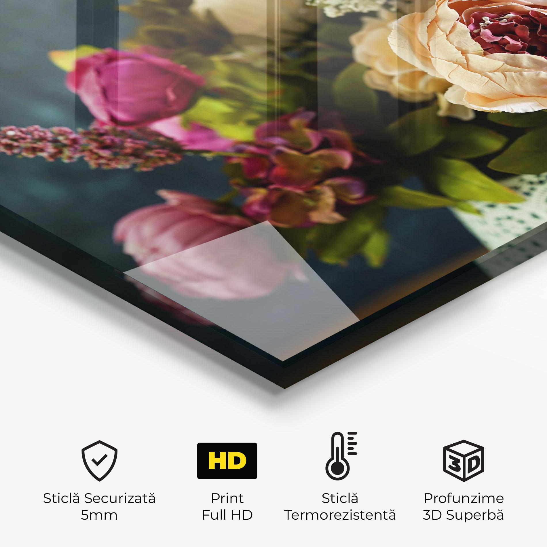 Panou Sticla Bucatarie Cream Roses Bouquet mockup 2