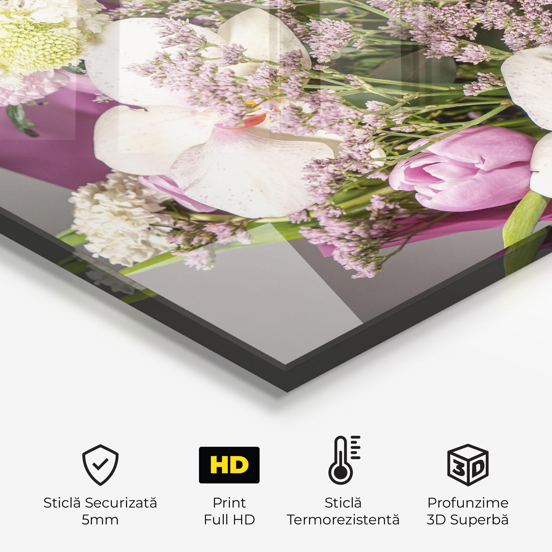 Panou Sticla Bucatarie Cute Purple Bouquet mockup 2