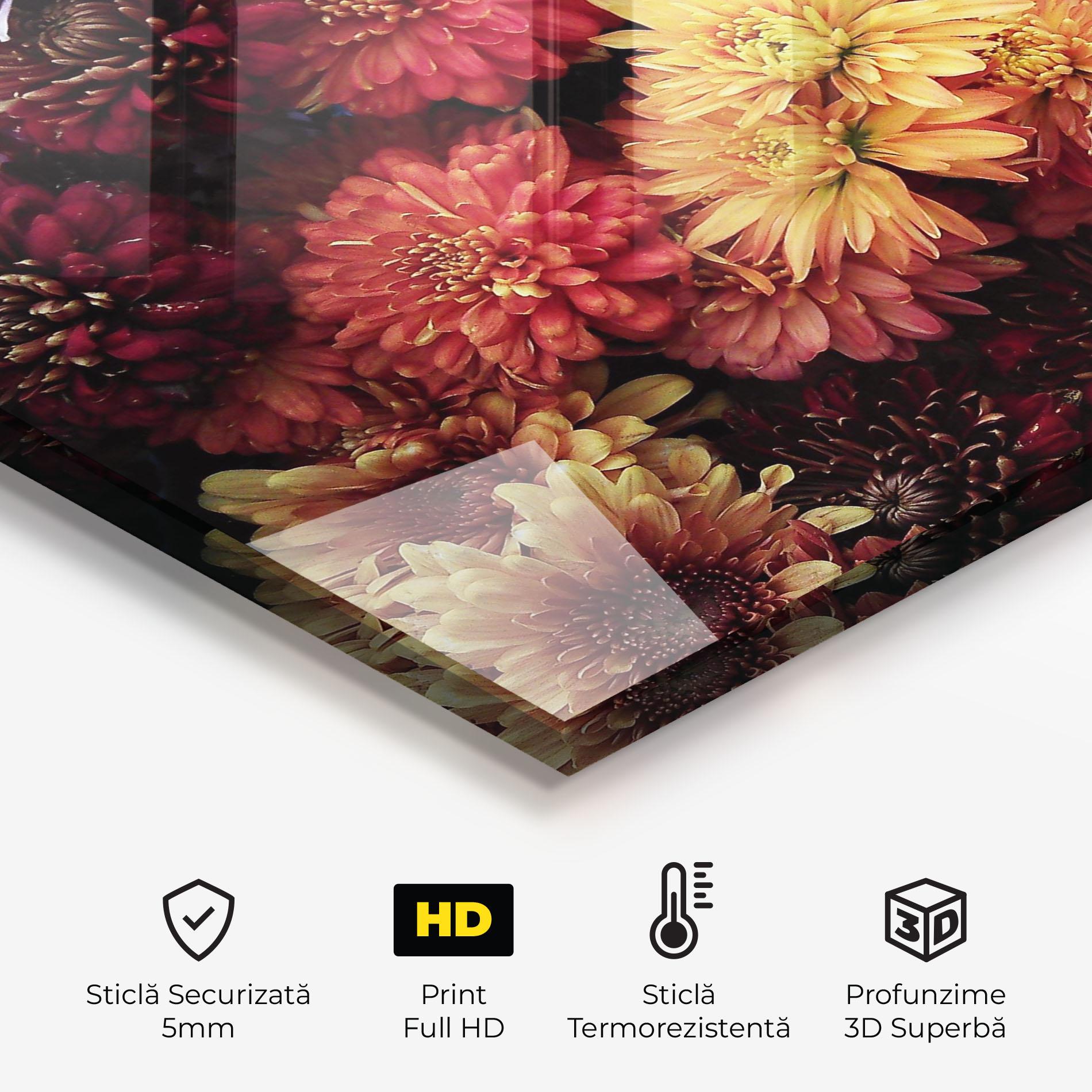 Panou Sticla Bucatarie Flower Wall mockup 2