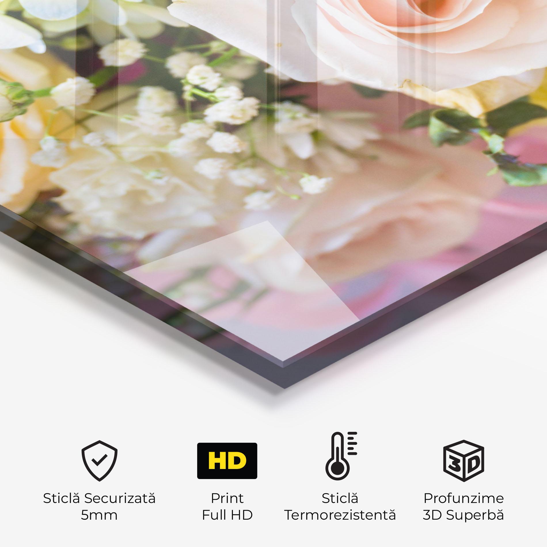 Panou Sticla Bucatarie Light Pink Bouquet mockup 2