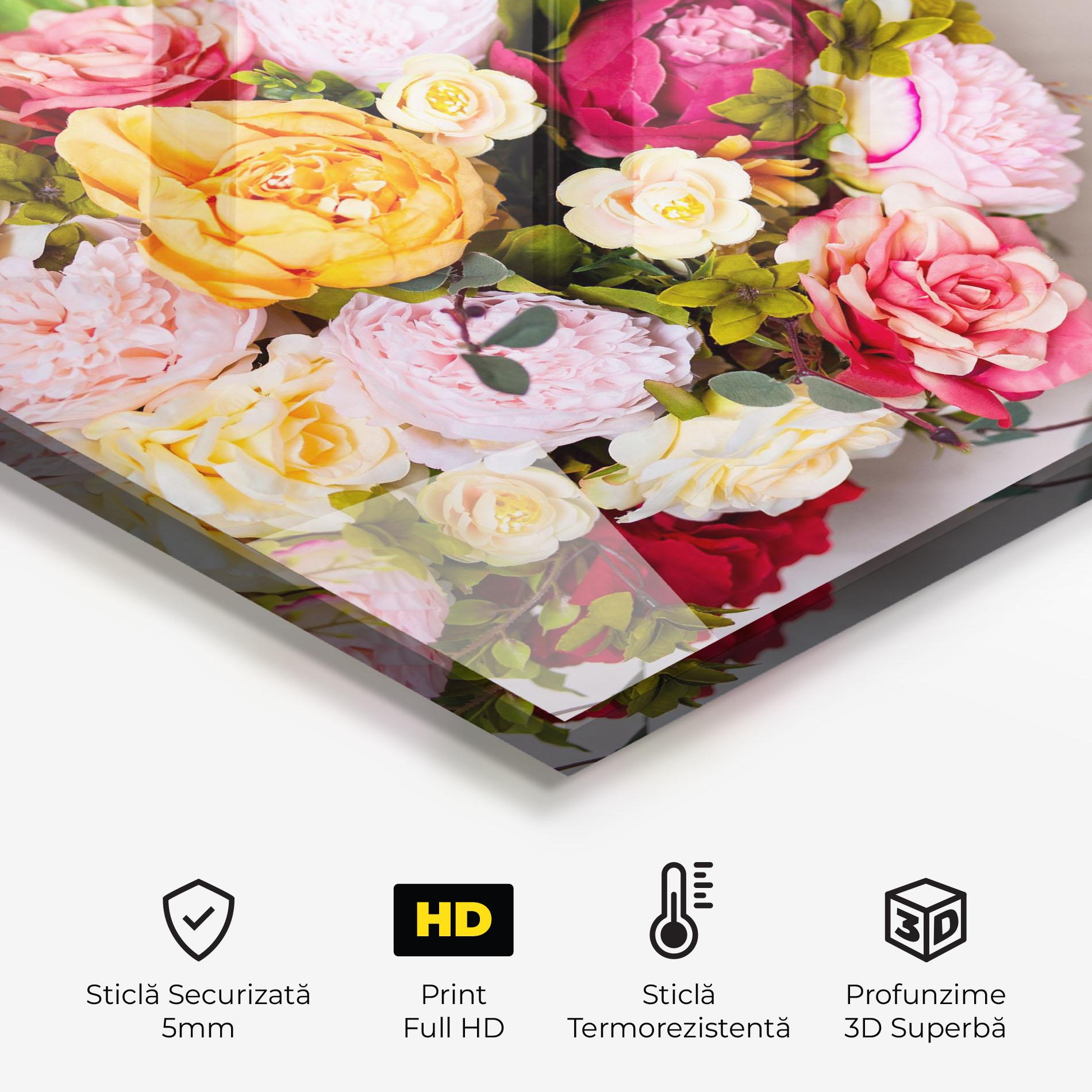 Panou Sticla Bucatarie Orange Purple Bouquet mockup 2