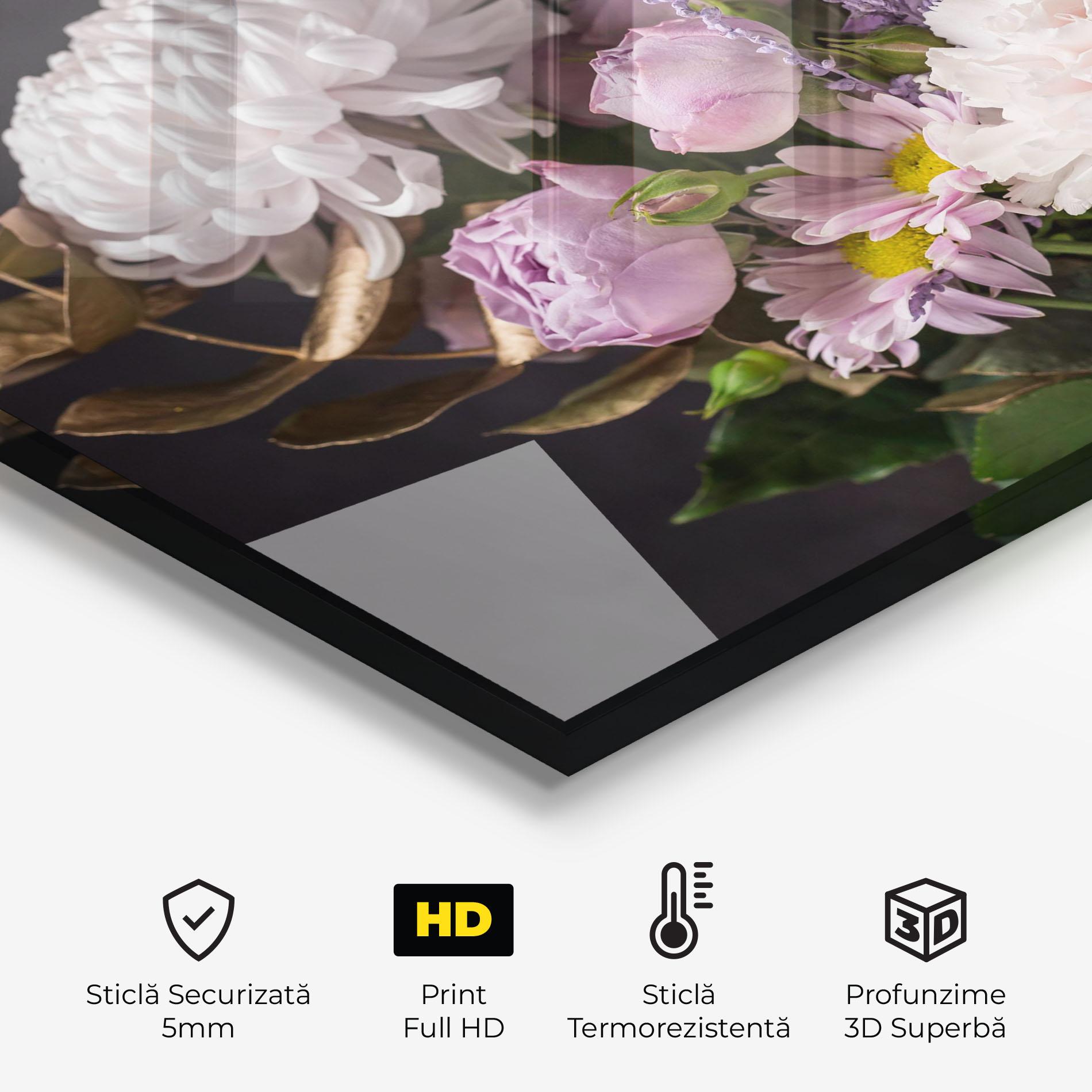 Panou Sticla Bucatarie Pastel Purple Bouquet mockup 2