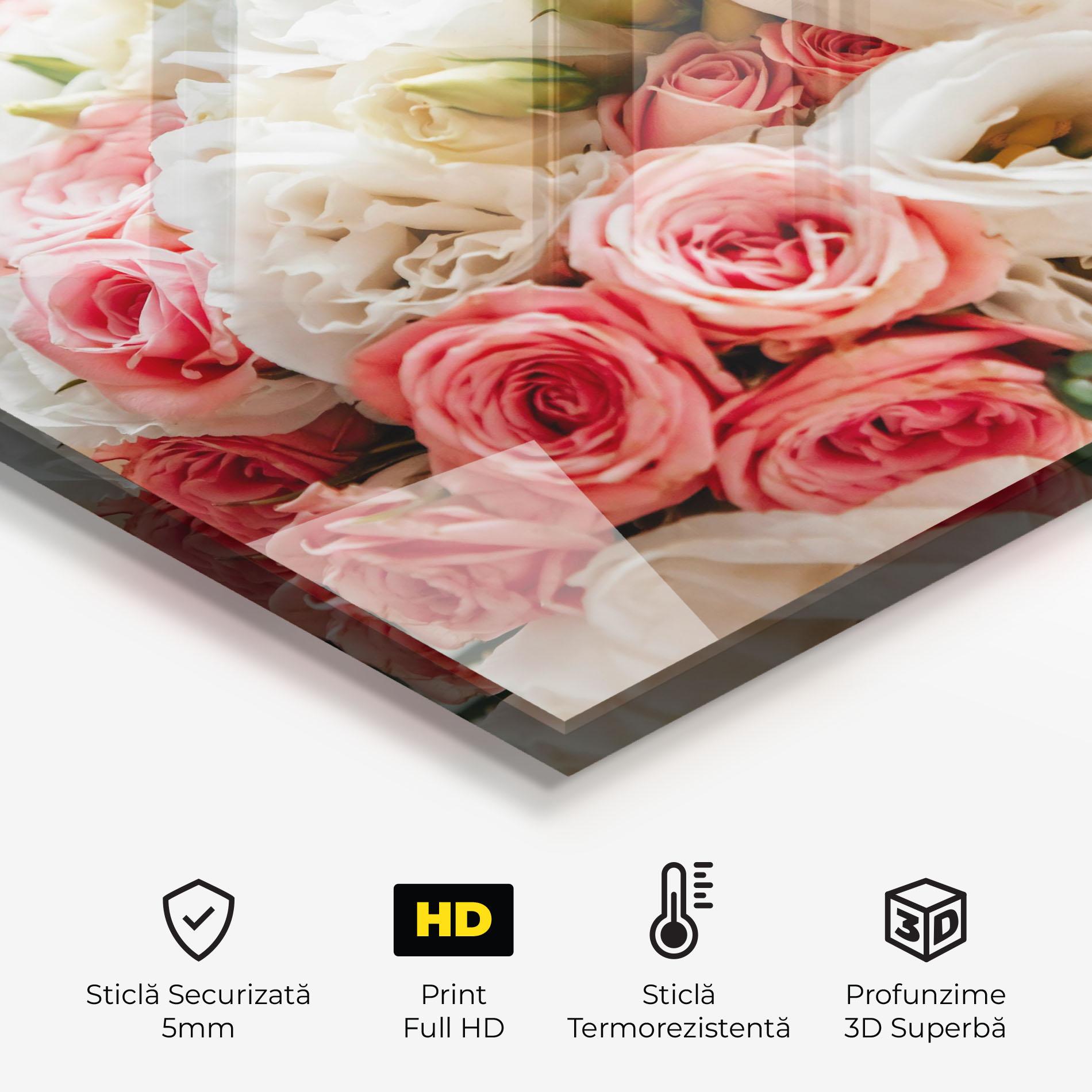 Panou Sticla Bucatarie Pink Beautiful Bouquet mockup 2