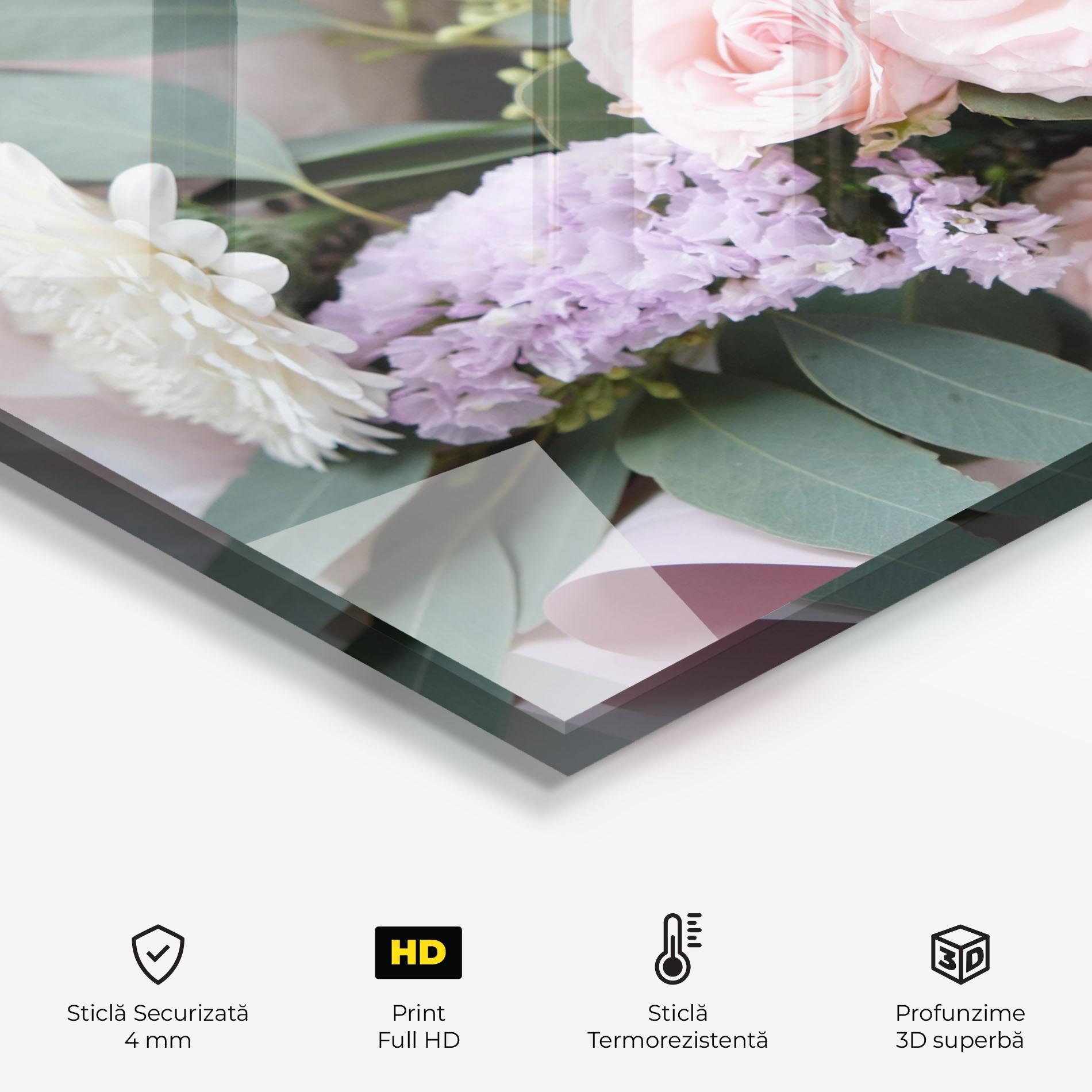 Panou Sticla Bucatarie Beautiful Pink Roses mockup 2