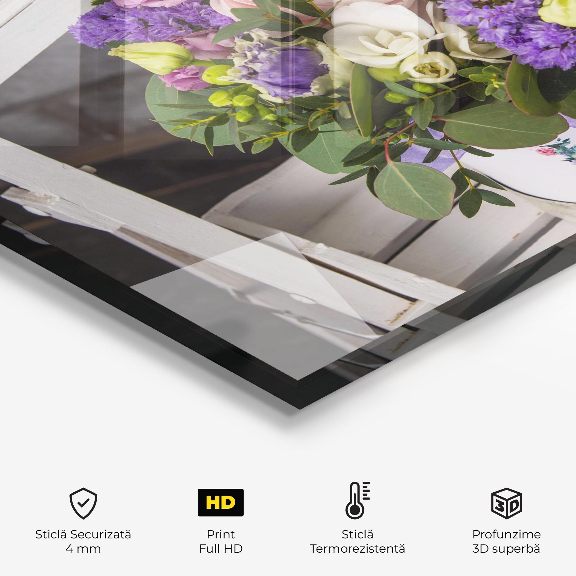 Panou Sticla Bucatarie Big Pink Rose Bouquet mockup 2