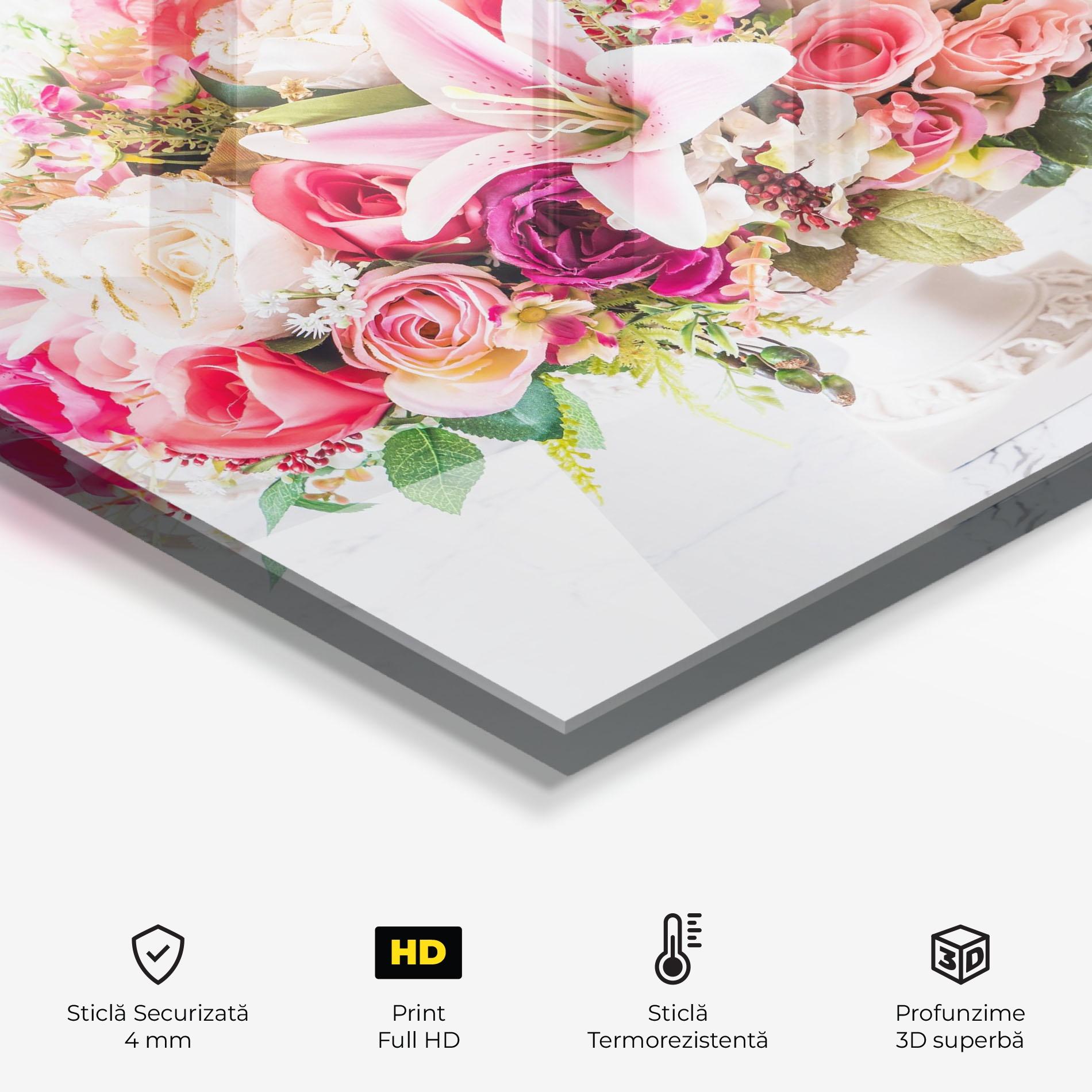 Panou Sticla Bucatarie Bouquet Flowers Vase mockup 2