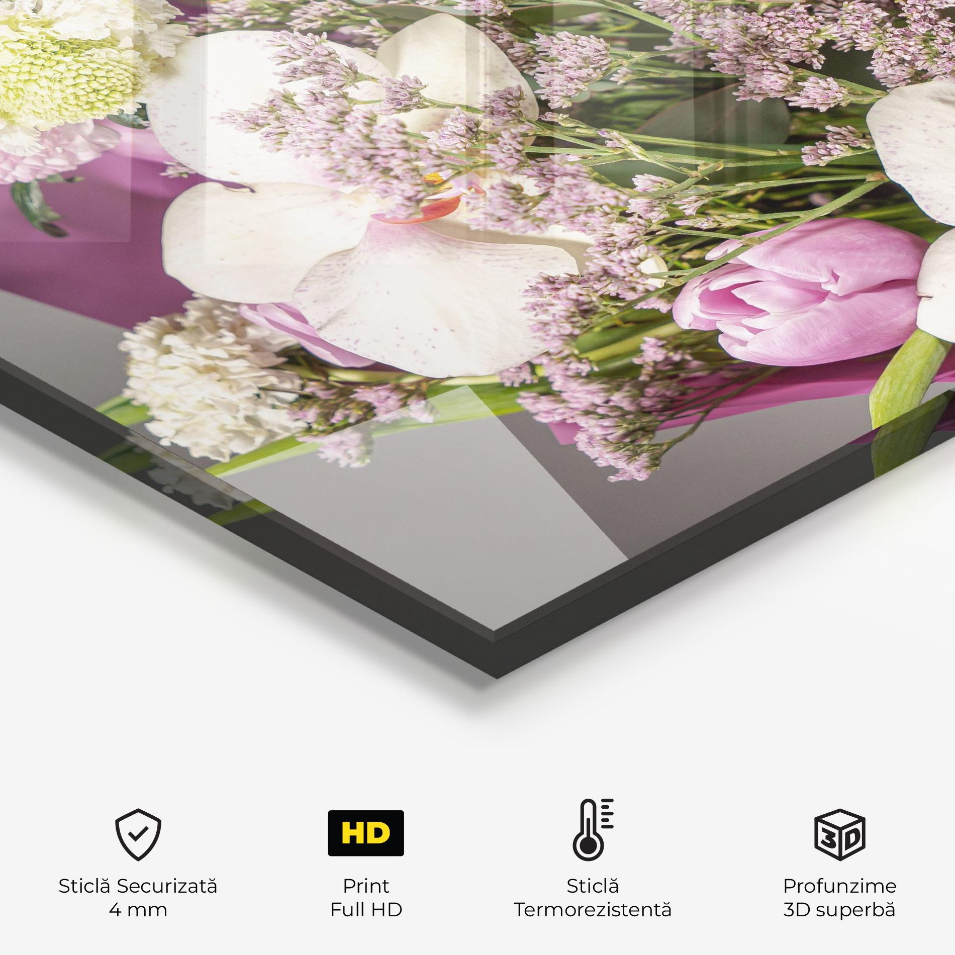 Panou Sticla Bucatarie Cute Purple Bouquet mockup 2