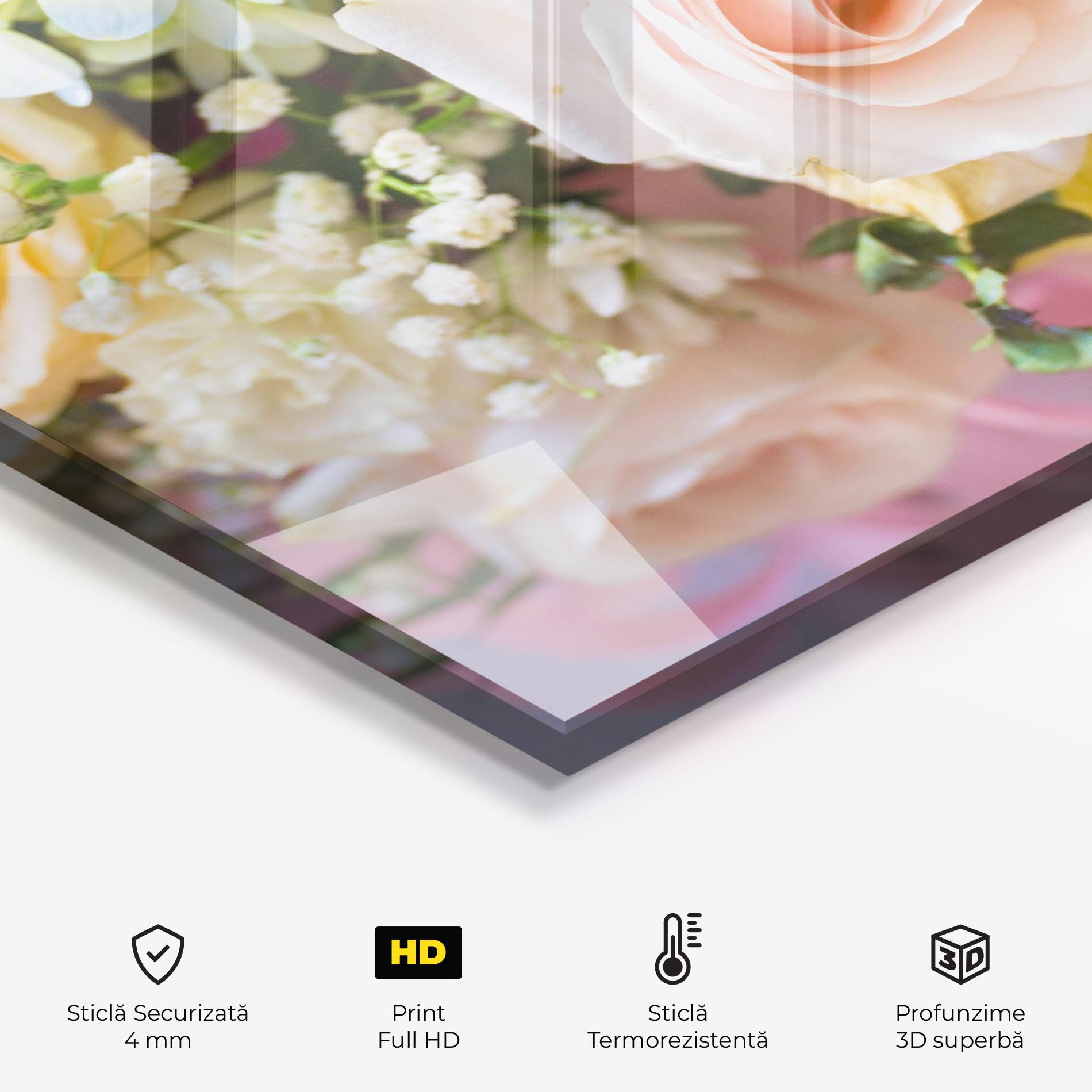 Panou Sticla Bucatarie Light Pink Bouquet mockup 2