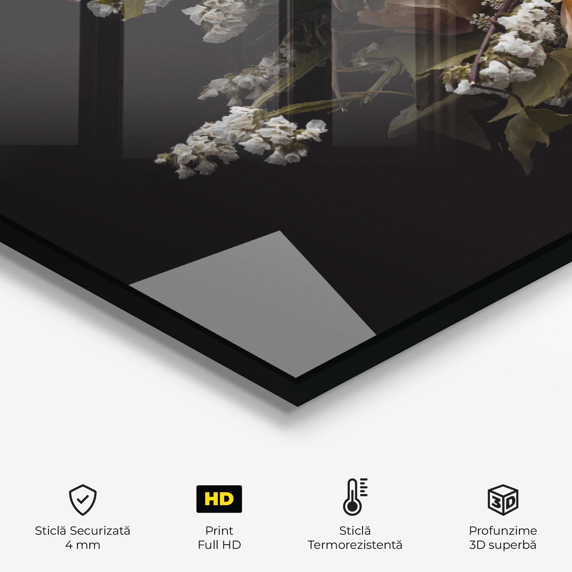 Panou Sticla Bucatarie Luxurious Cream Bouquet mockup 2