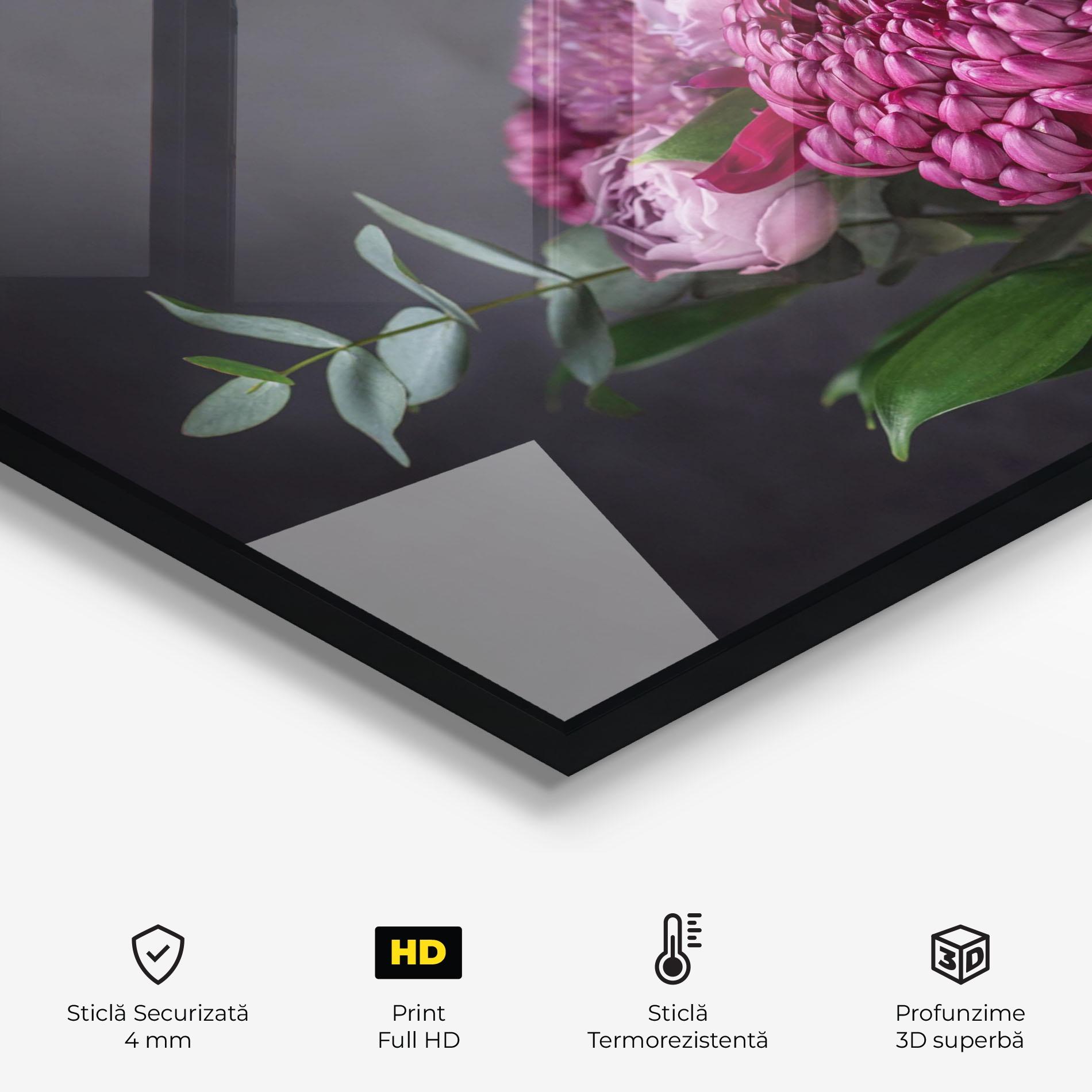 Panou Sticla Bucatarie Mix Purple Bouquet mockup 2