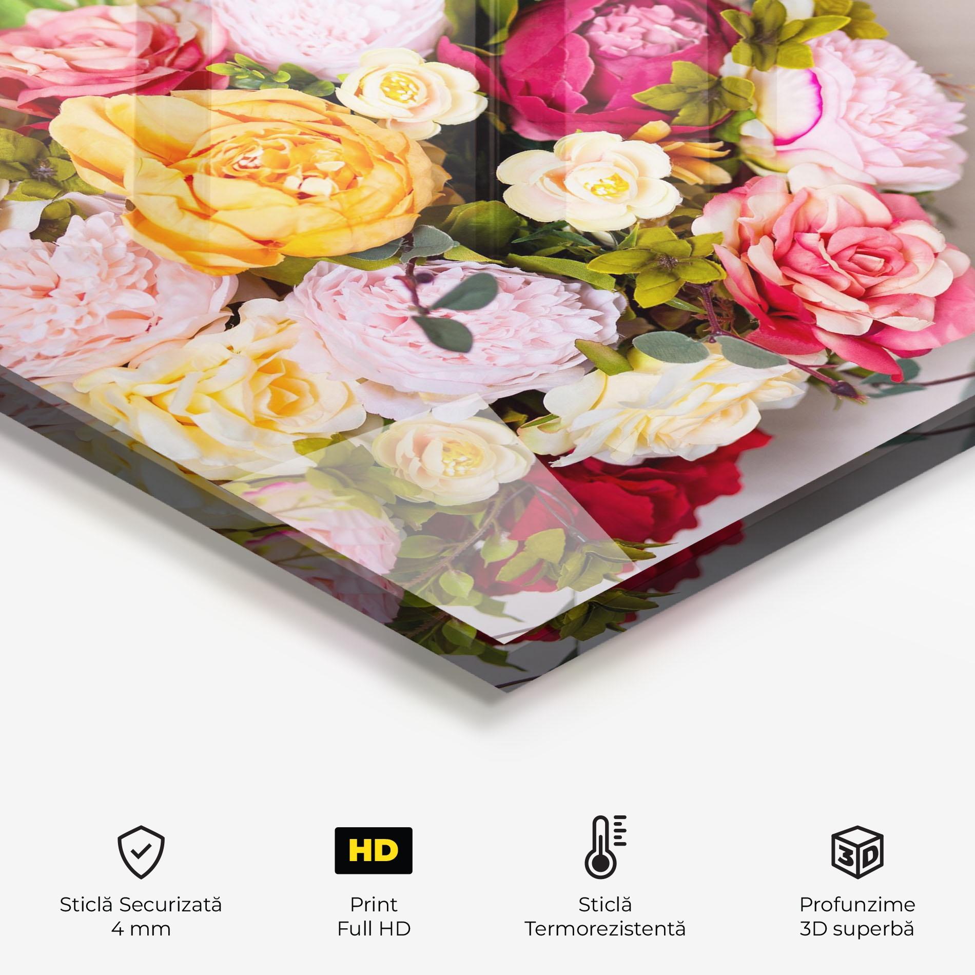 Panou Sticla Bucatarie Orange Purple Bouquet mockup 2