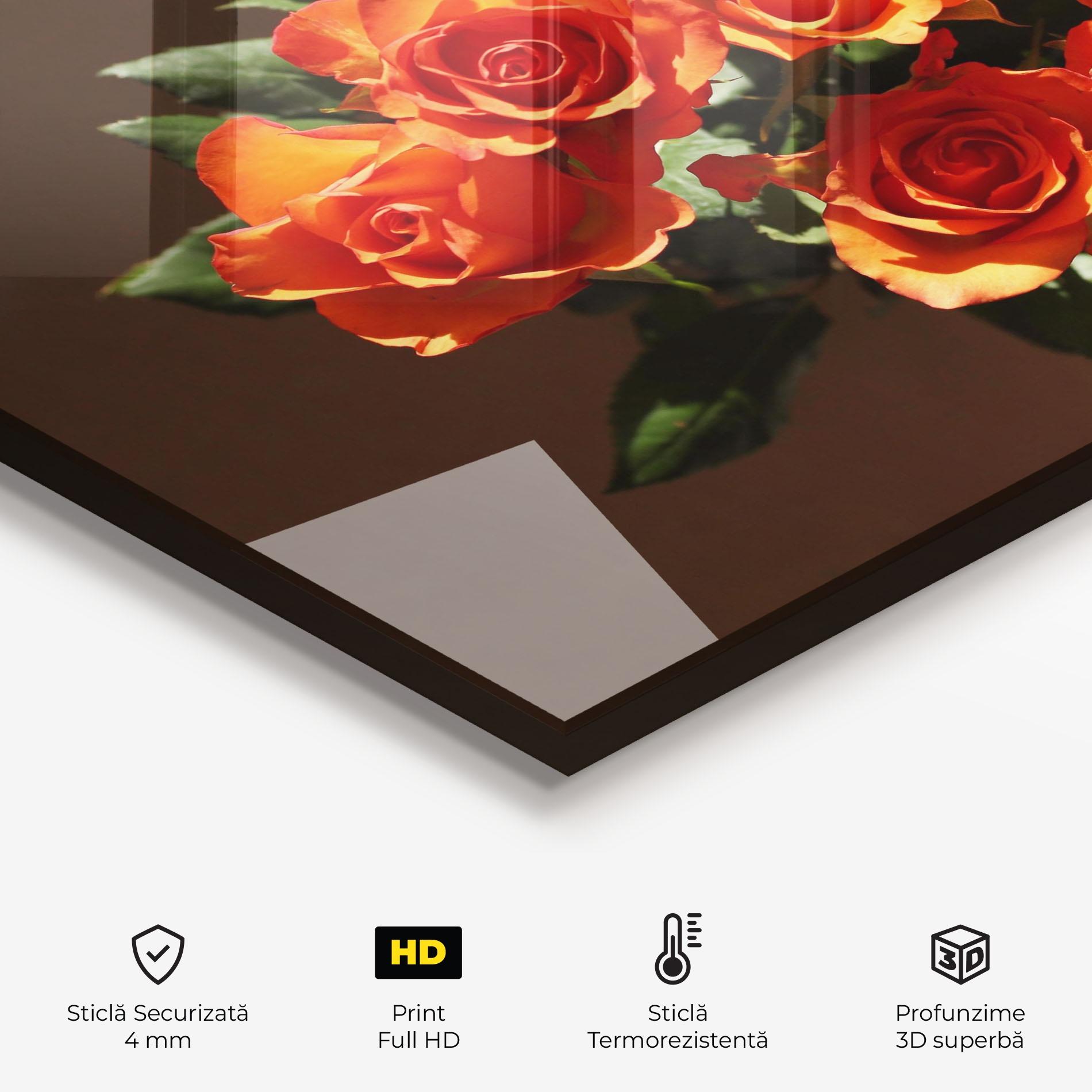Panou Sticla Bucatarie Orange Roses Bouquet mockup 2