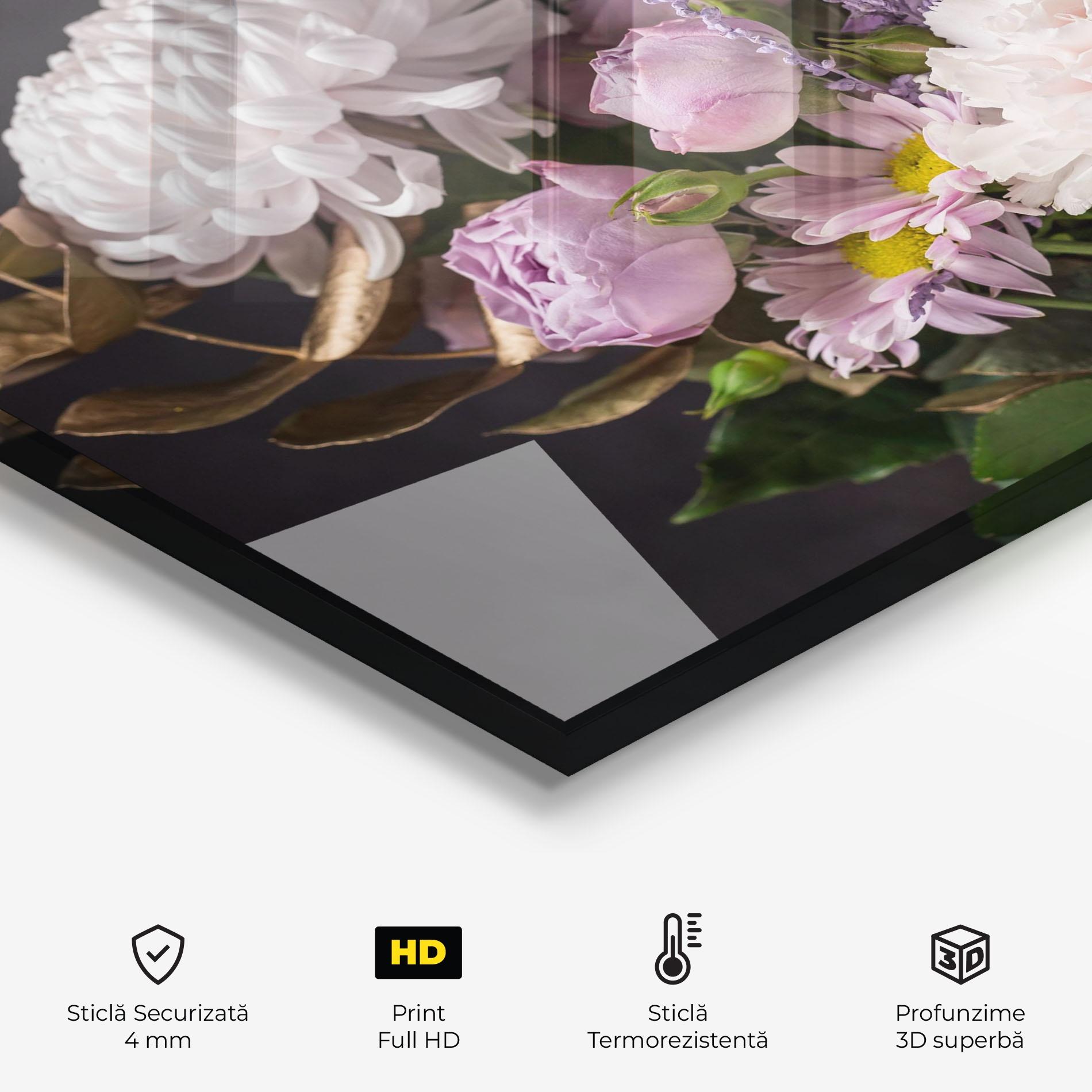 Panou Sticla Bucatarie Pastel Purple Bouquet mockup 2