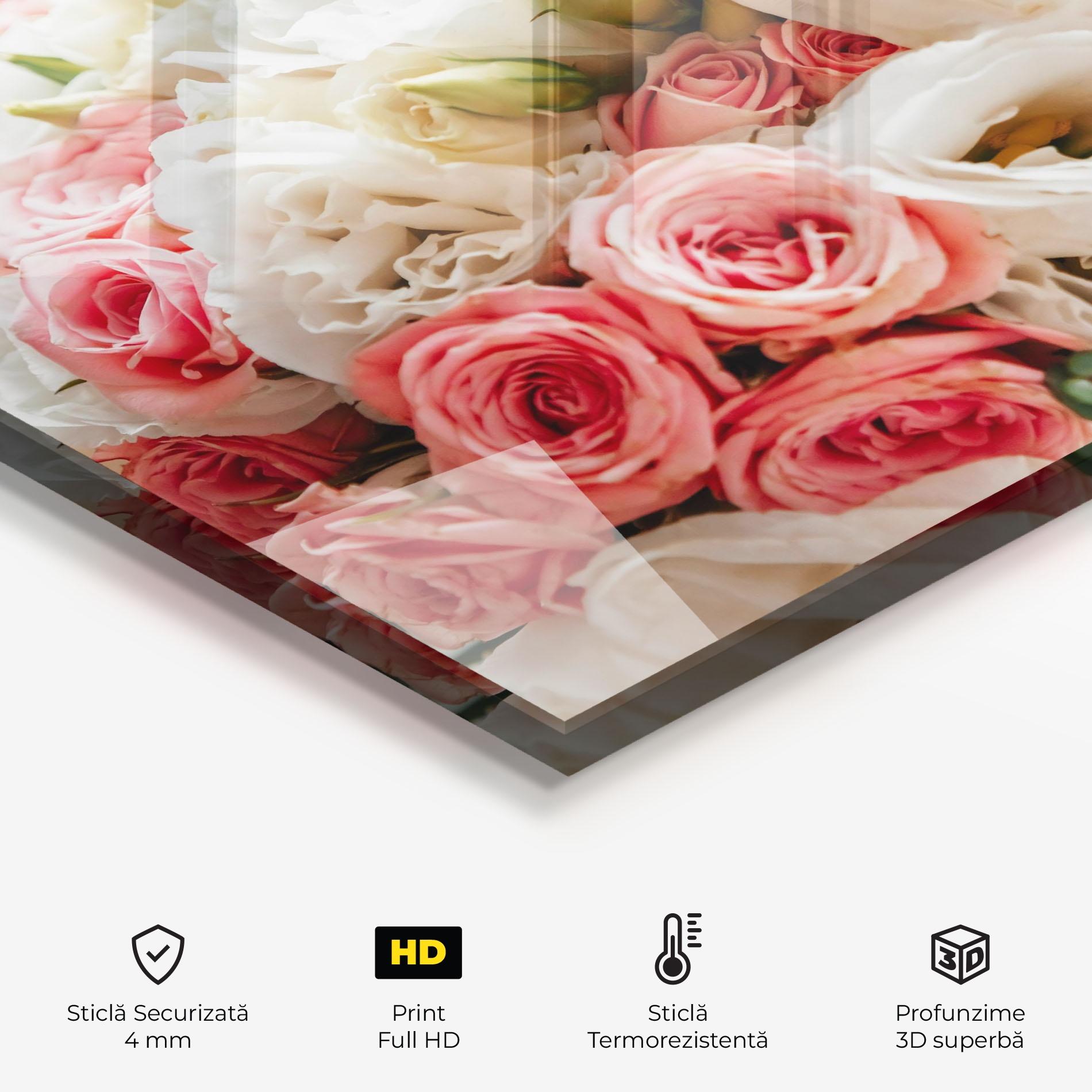 Panou Sticla Bucatarie Pink Beautiful Bouquet mockup 2