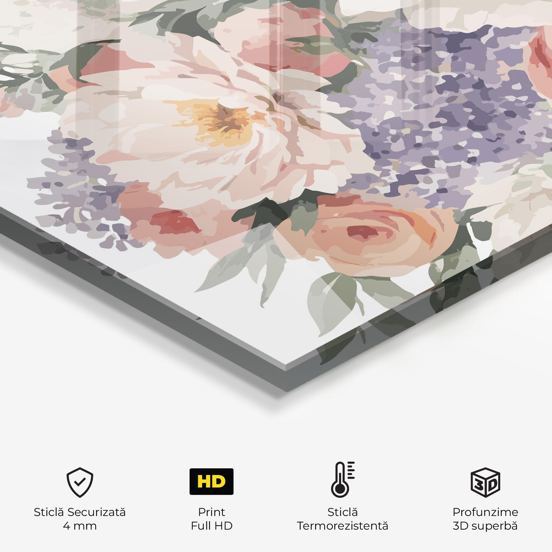 Panou Sticla Bucatarie Pretty Watercolor Bouquet mockup 2