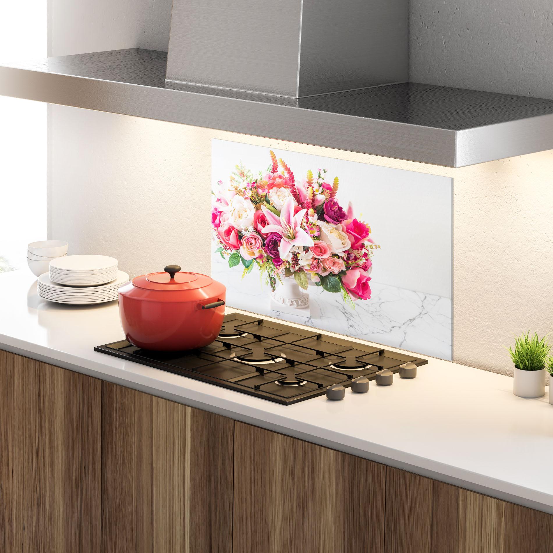 Panou Sticla Bucatarie Bouquet Flowers Vase mockup 4